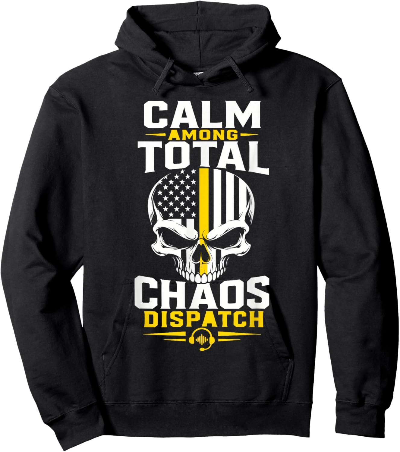 911 Dispatcher Thin Gold Line 911 Emergency Operator Hoodie - Hoodie | Black
