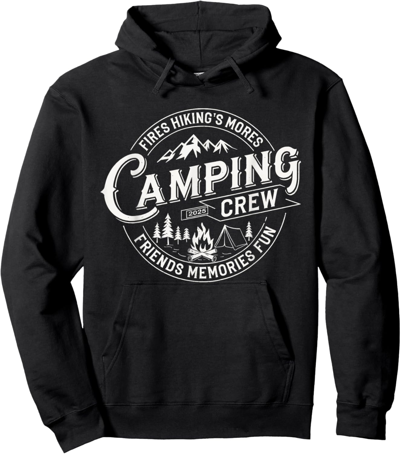 Camping Crew 2025 Matching for Family Camper Kid Girl Boy Hoodie - Hoodie | Black