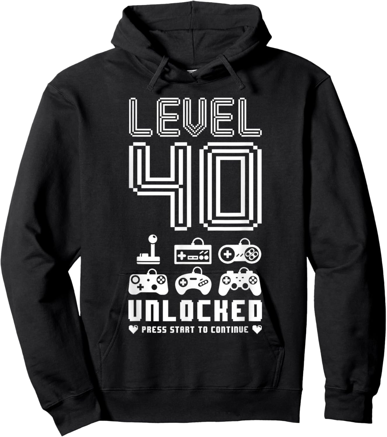Level 40 Unlocked Video Gamer 40th Birthday Gift Hoodie - Hoodie | Black