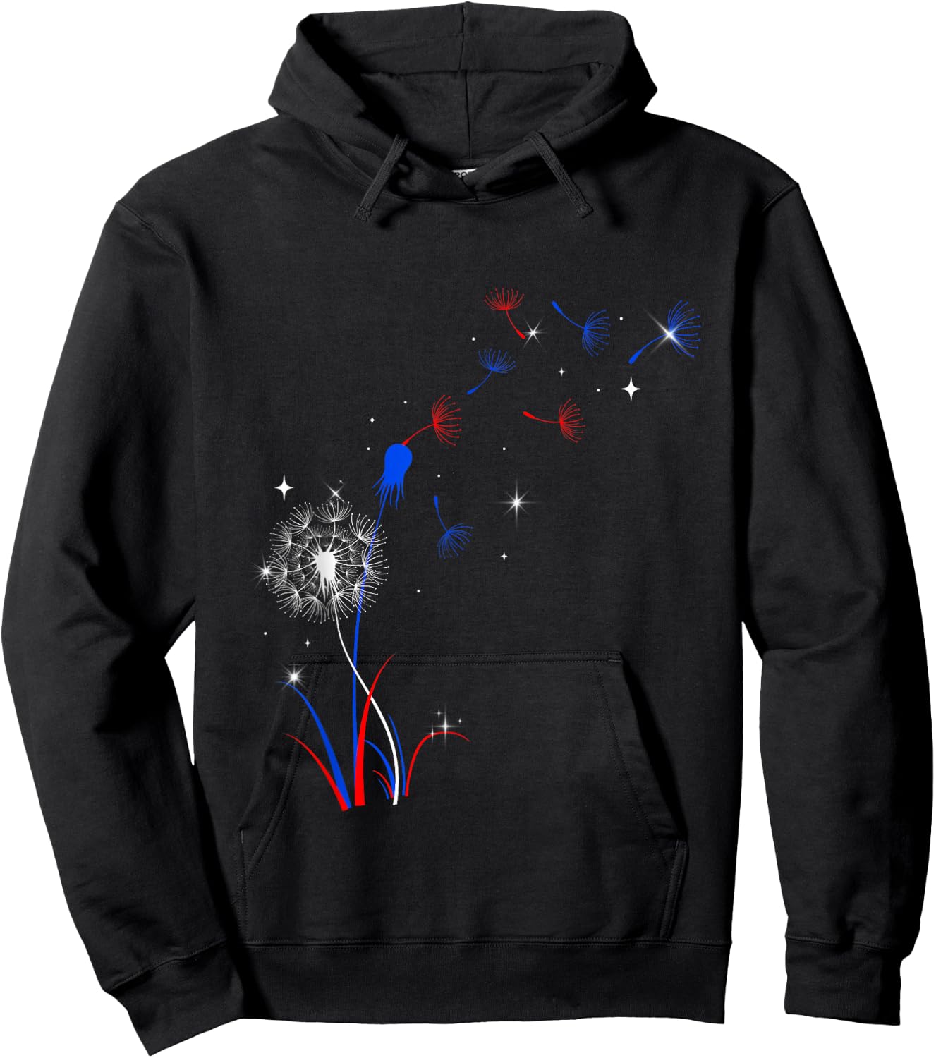 Dandelion 4th Of July Cute Flower American Patriotic Hoodie - Hoodie | Black