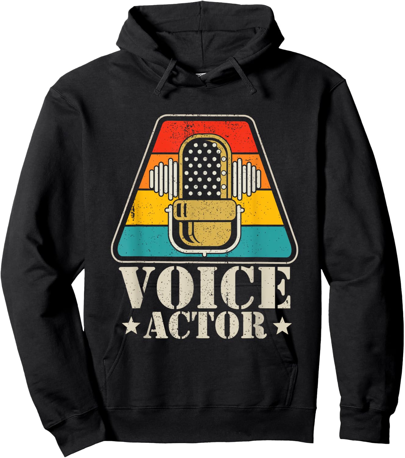 Voice Actress & Voice Actor Gift -Adults & -Kids Retro Vintage Voice-Over Artist / Voice Acting Black Small Short Sleeve Hoodie - Hoodie | Black