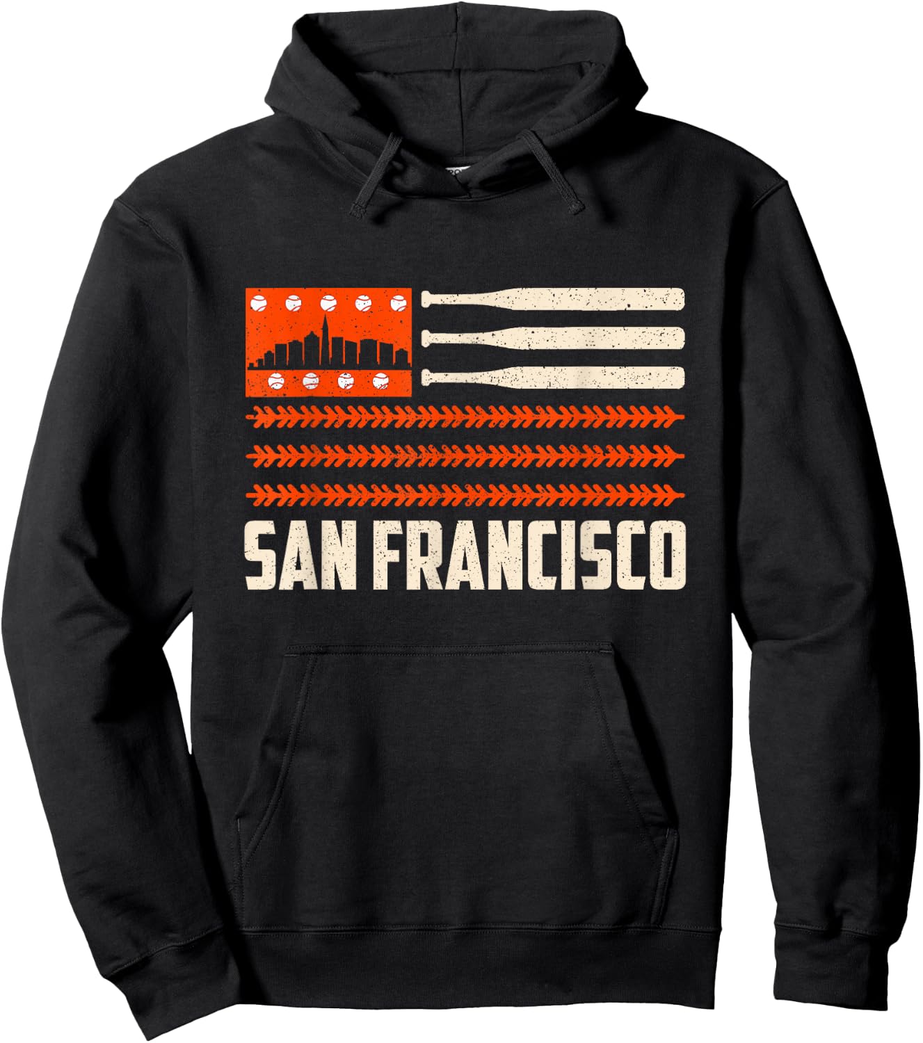 San Francisco Baseball Flag Patriotic Vintage Hoodie - Hoodie | Black