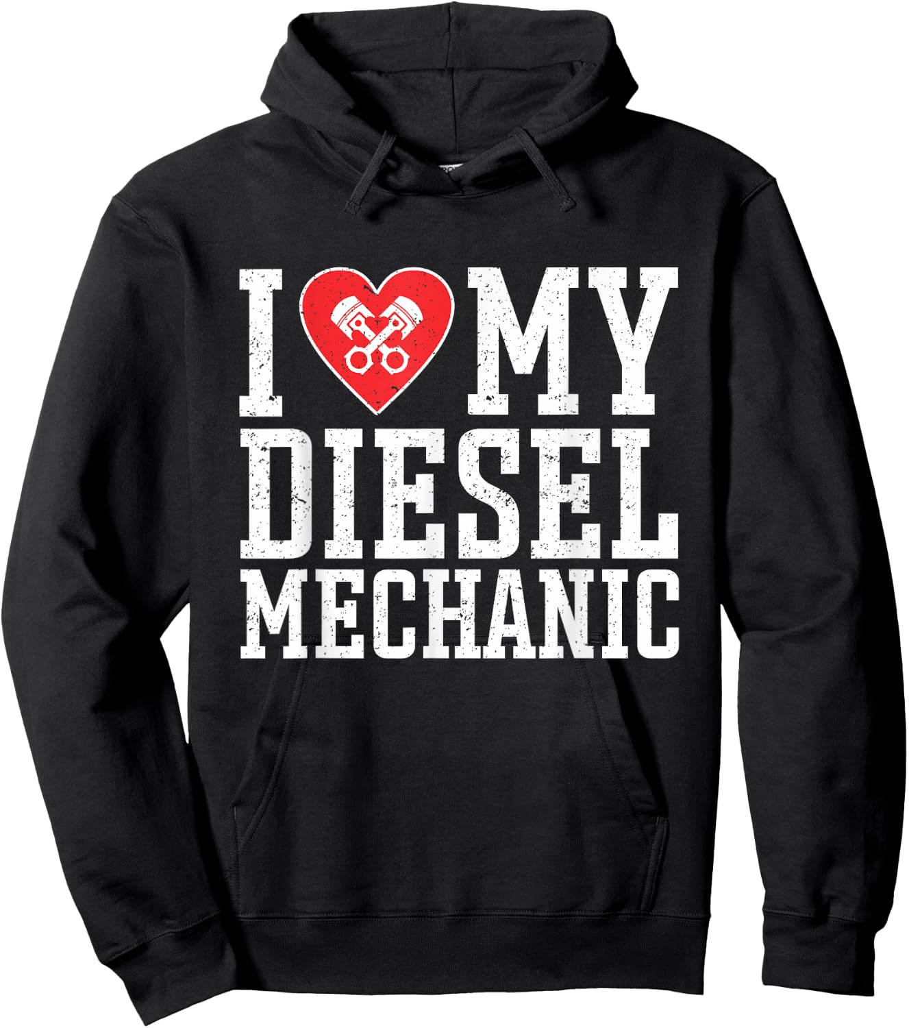 Vintage Mechanic I Love My Diesel Mechanic Girlfriend Wife Hoodie - Hoodie | Black