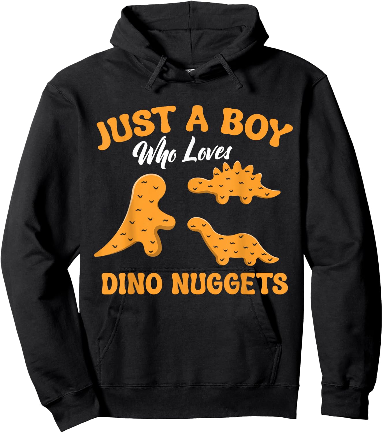 Just A Boy Who Loves Dino Chicken Nuggets Dinosaur Nugget Hoodie - Hoodie | Black