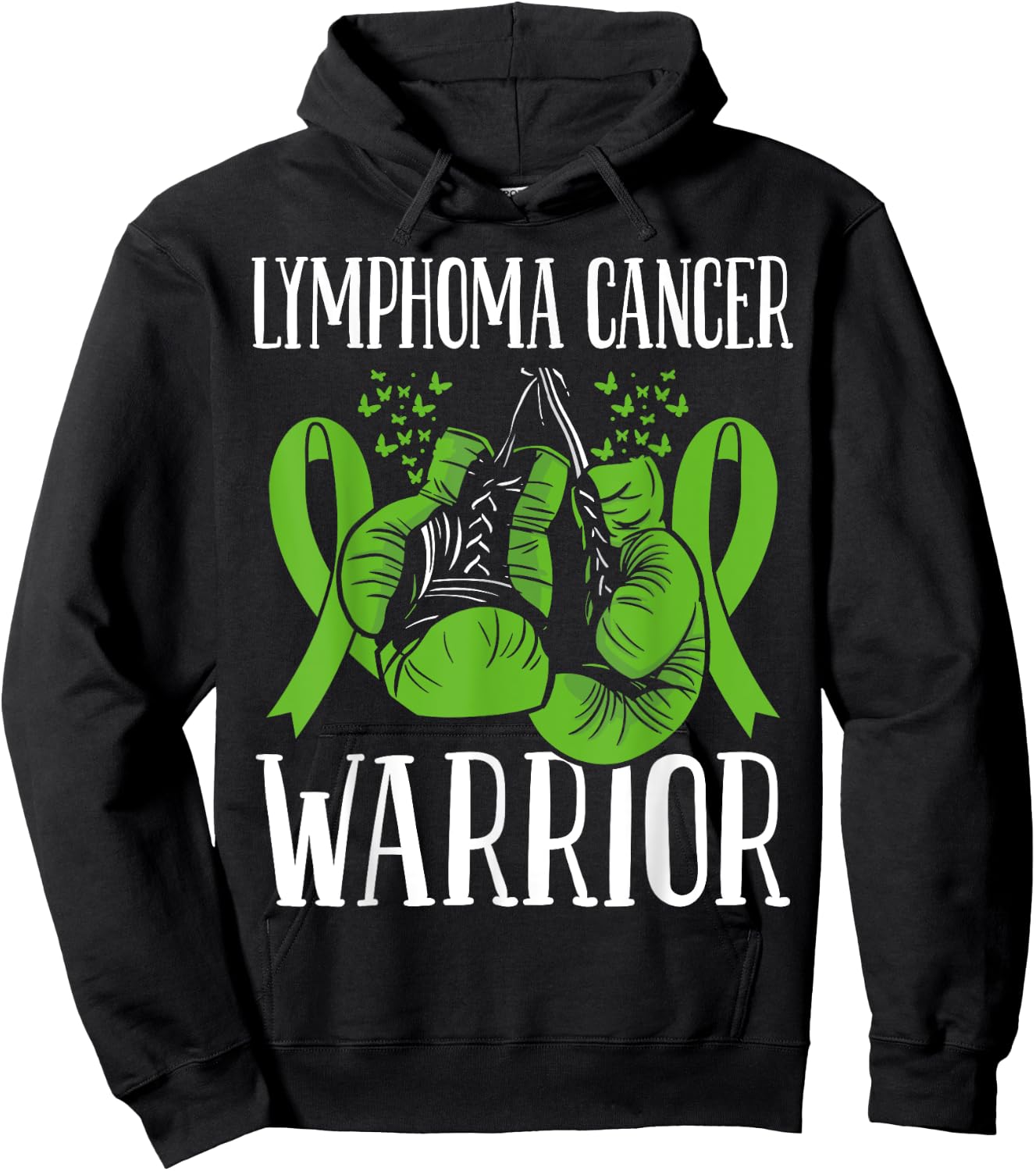 Lymphoma Cancer Awareness Month Warrior Ribbon Boxing Gloves Hoodie - Hoodie | Black