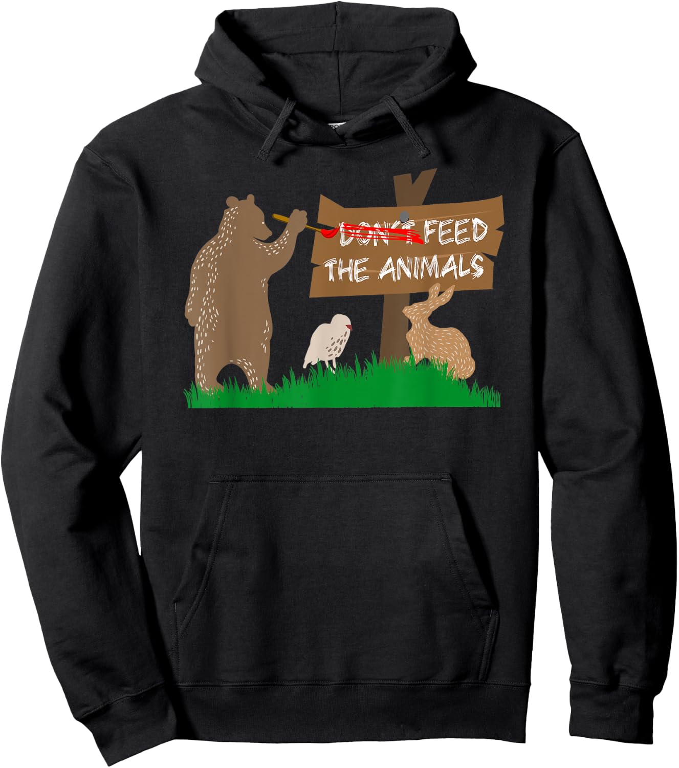 Don't Feed the Animals Funny Camping Hoodie - Hoodie | Black