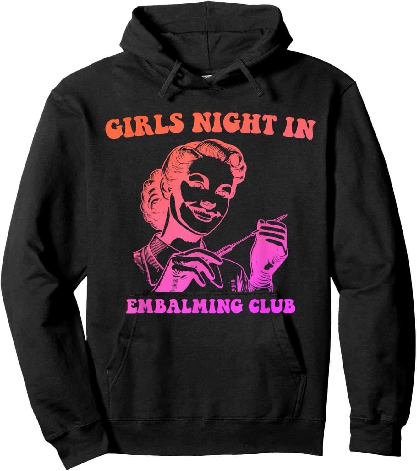 Girls Night In Embalming Club Vintage Hoodie - Hoodie | Black