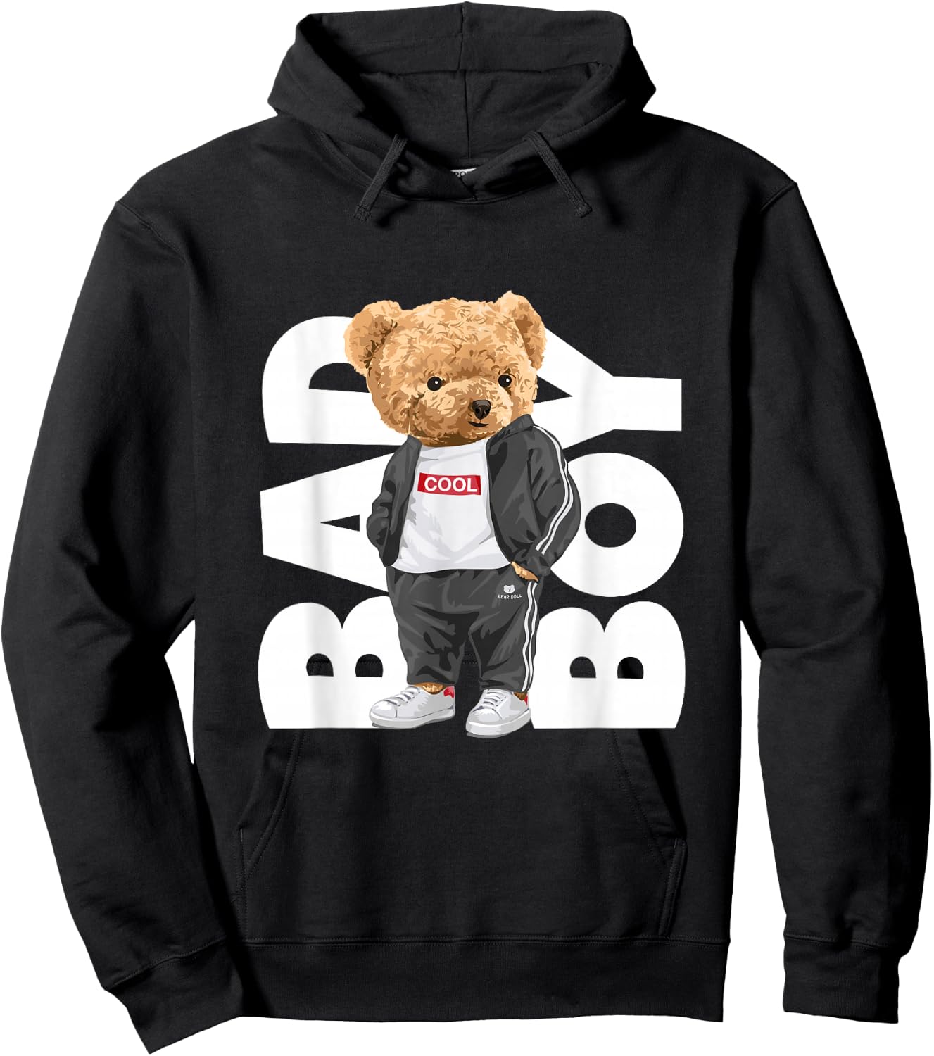 Bad Boy Shirt, Funny Teddy Bear Graphic Design Style Fun Hoodie - Hoodie | Black