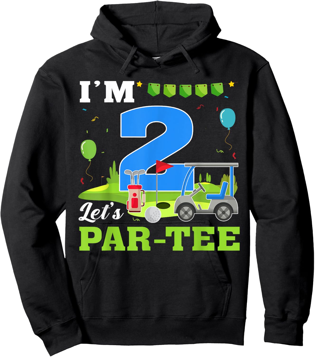 I'm 2 Let's Par- Birthday Golf 2nd Party Sport Kids Hoodie - Hoodie | Black
