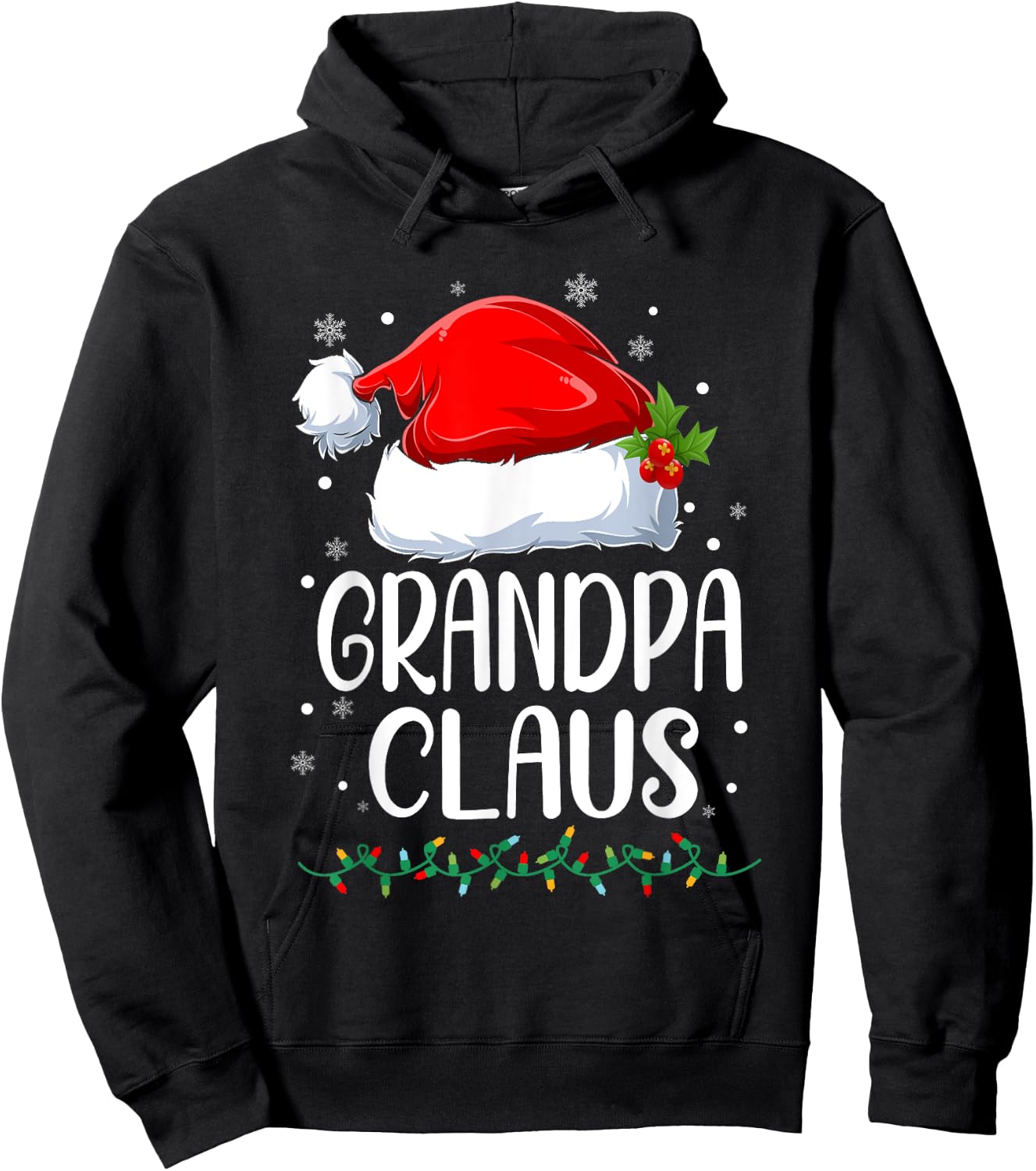 Grandpa Claus Christmas Lights Pajama Family Matching Hoodie - Hoodie | Black