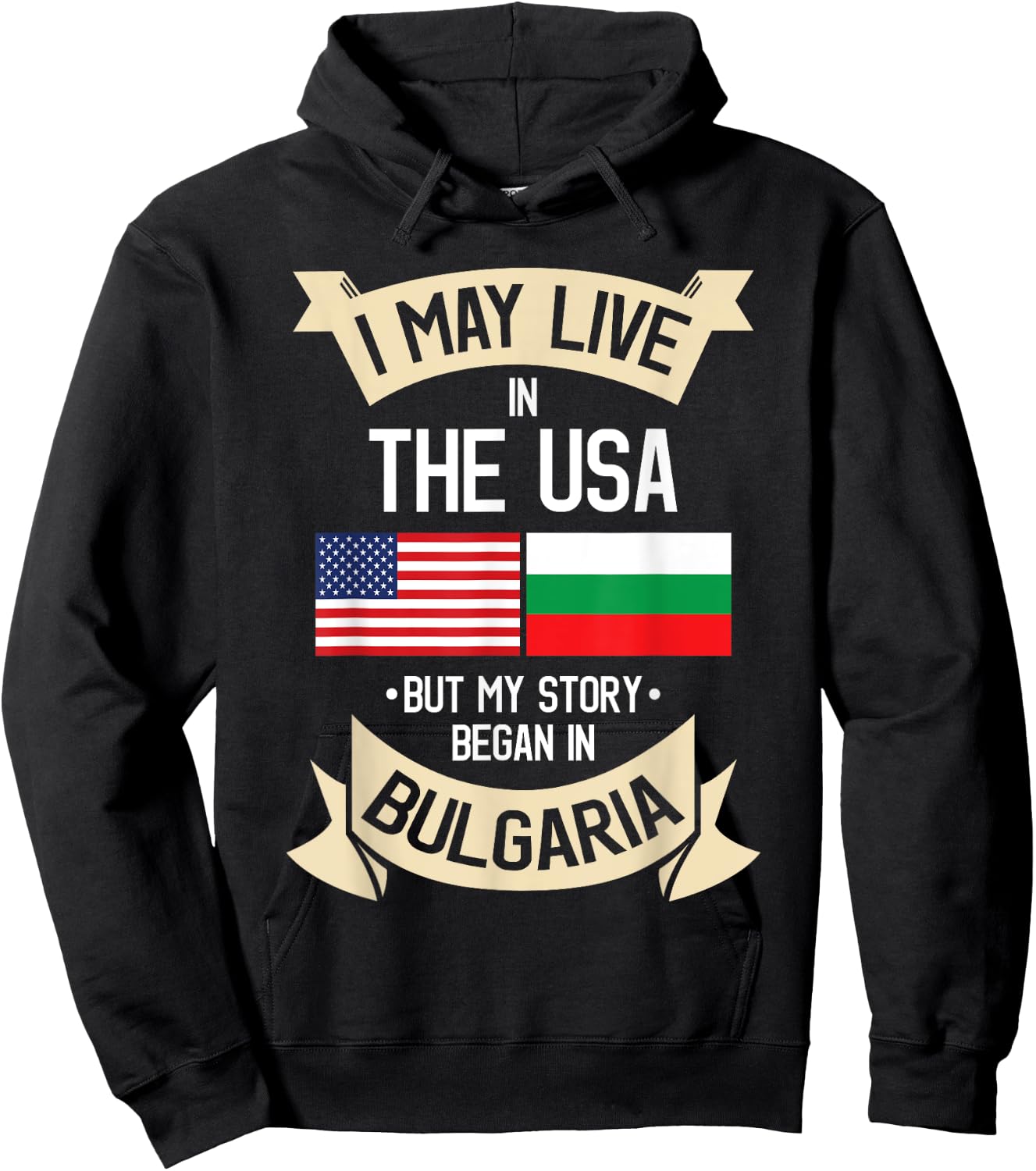 Bulgaria American Flag USA Bulgarian Roots Gifts Women Girls Kids Men Hoodie - Hoodie | Black