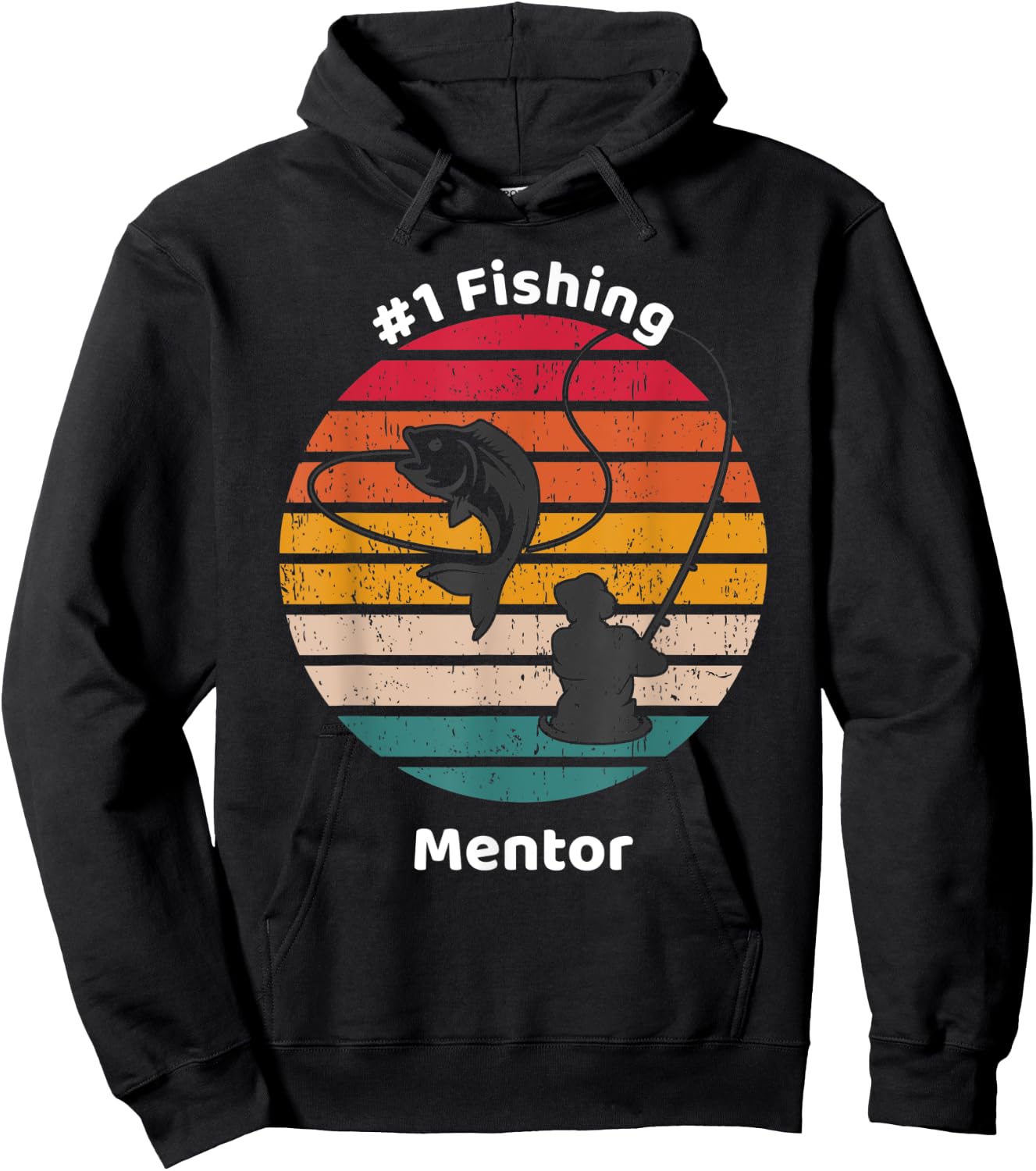 #1 Fishing Mentor Graphic Fisherman Fathers Day Gift Hoodie - Hoodie | Black