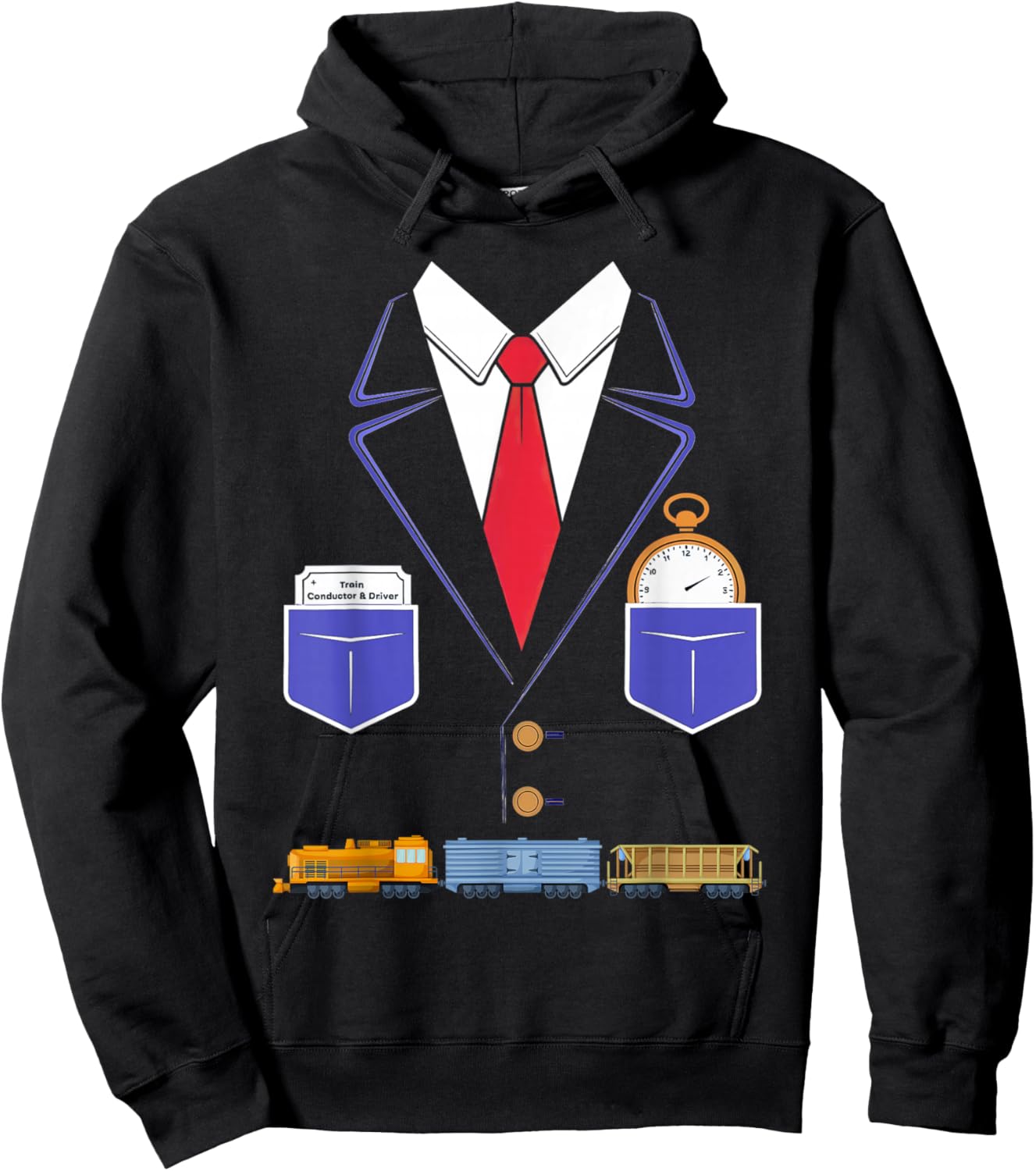 Train Conductor Costume Outfit Idea for Kids Train Driver Hoodie - Hoodie | Black