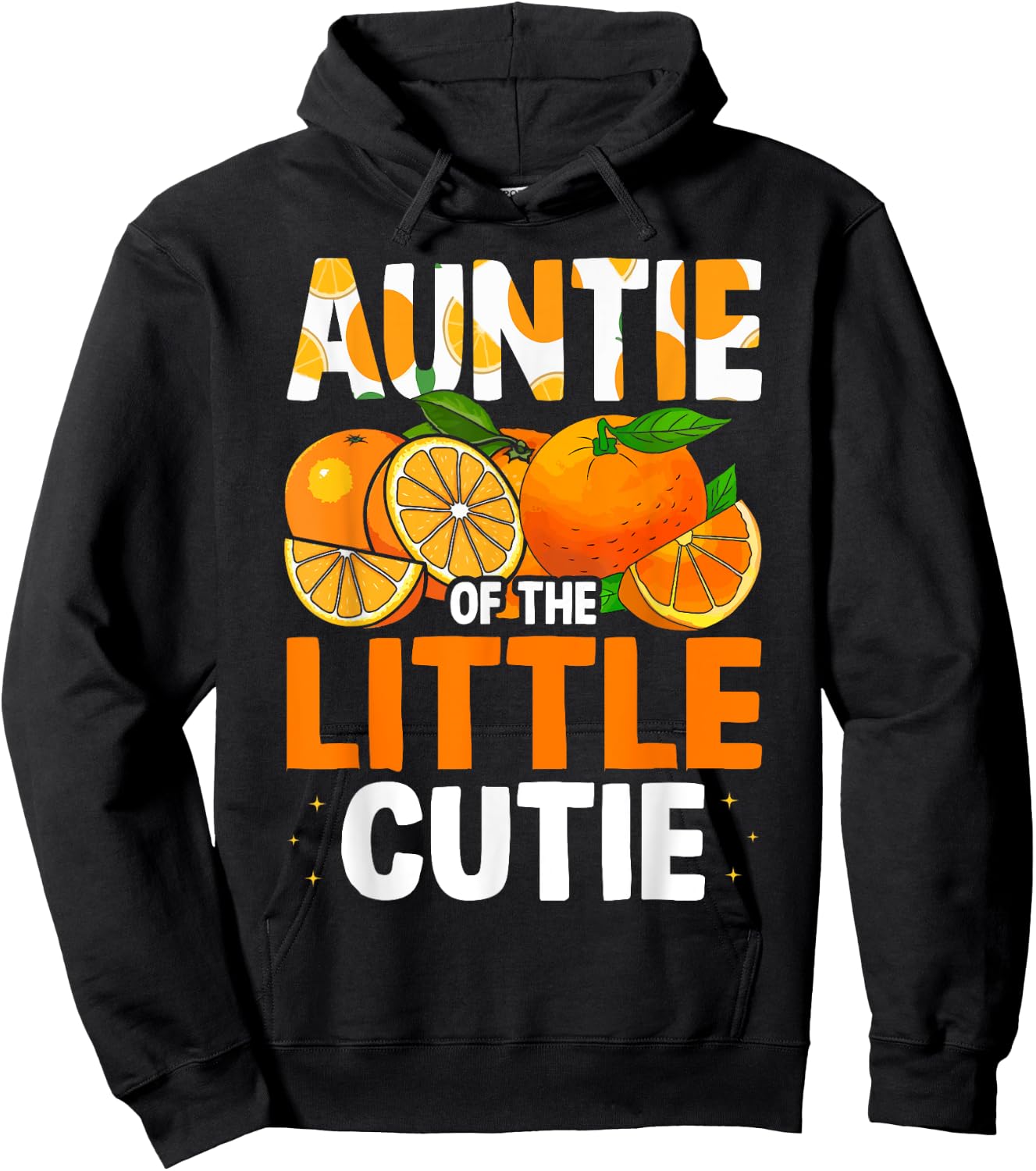 Auntie Little Cutie Baby Shower Orange 1st Birthday Party Hoodie - Hoodie | Black