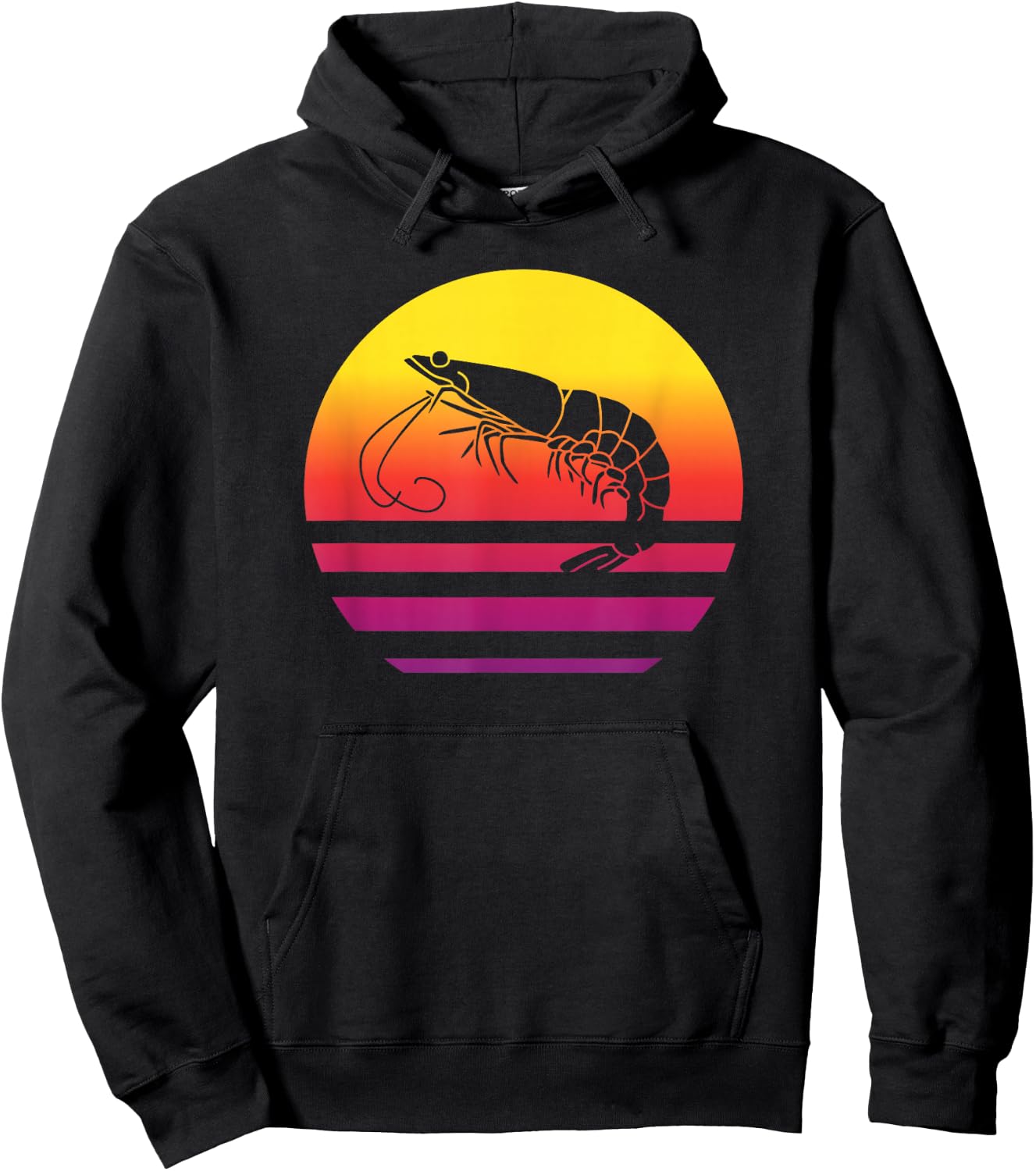 Shrimp Retro Style Vintage Hoodie - Hoodie | Black