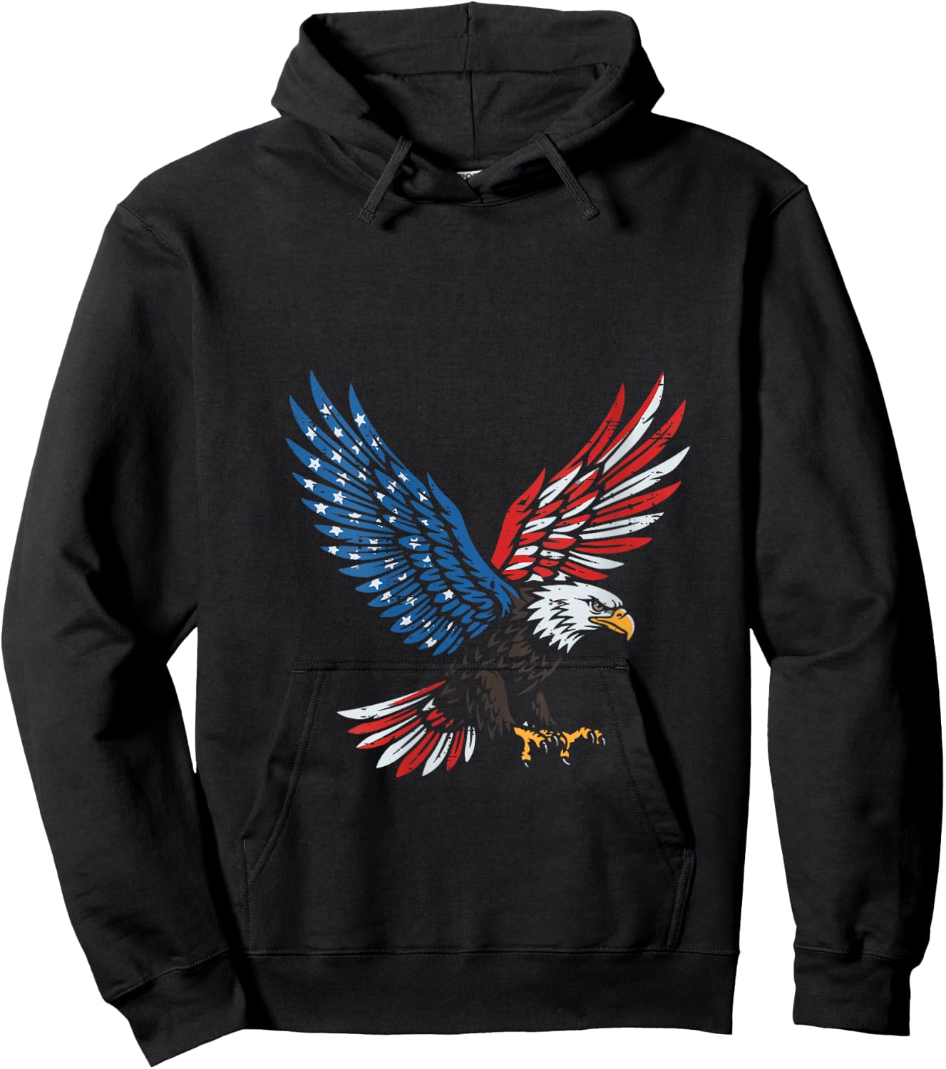 Women's 4th of July Flying Eagle US Flag Patriotic Men Women Kids V-Neck Hoodie - Hoodie | Black