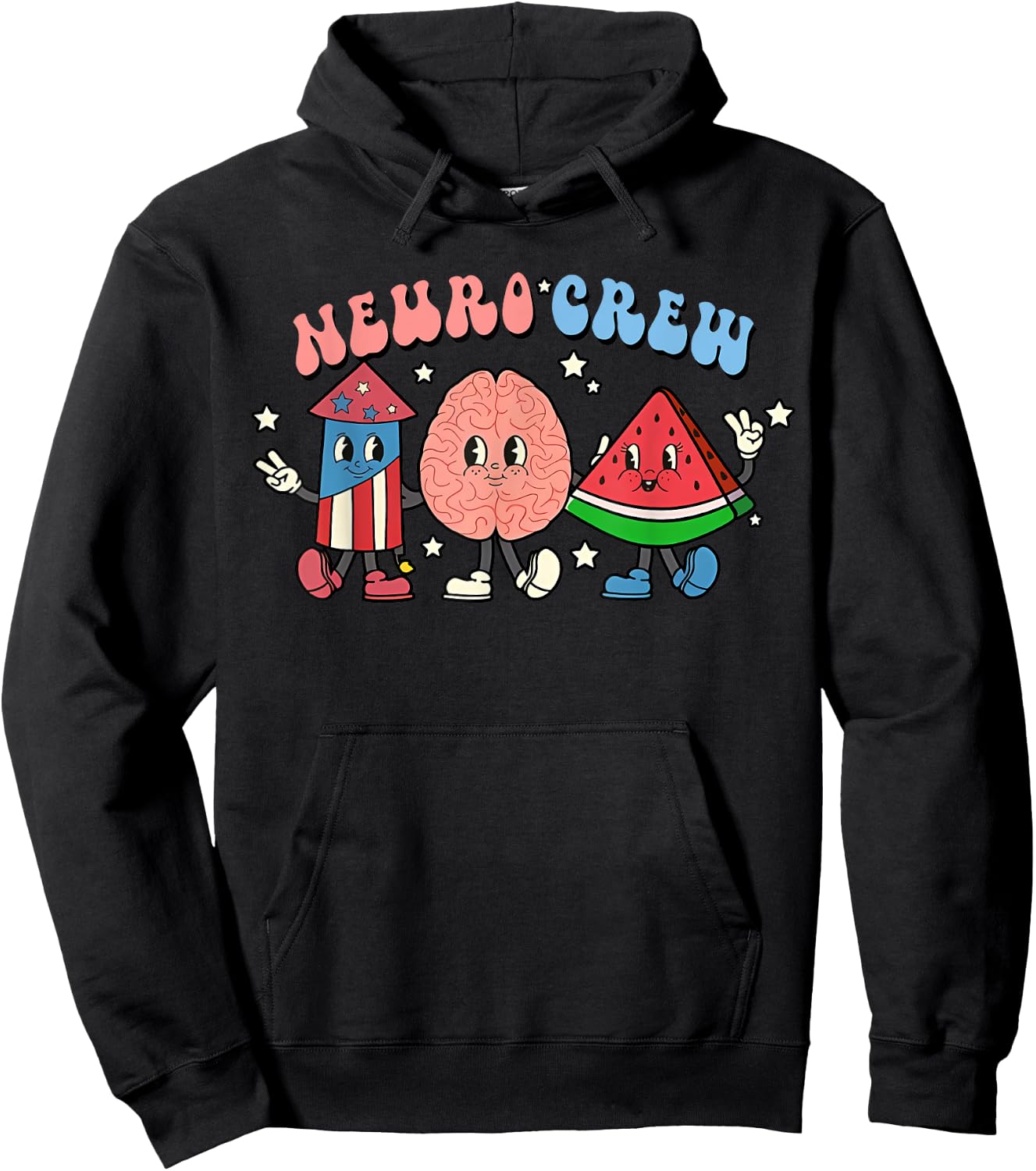 Retro Neuro Crew 4th of July Nurse Brain Neurology Nursing Hoodie - Hoodie | Black