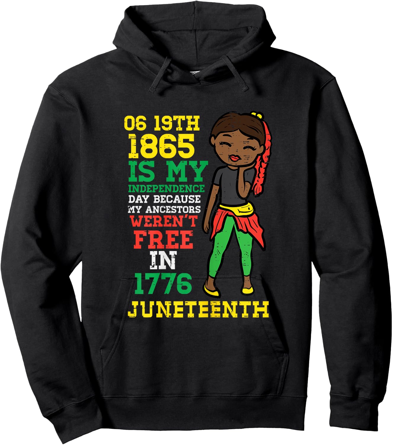 Juneteenth 1865 My Independence Day African Girls Kids Youth Hoodie - Hoodie | Black