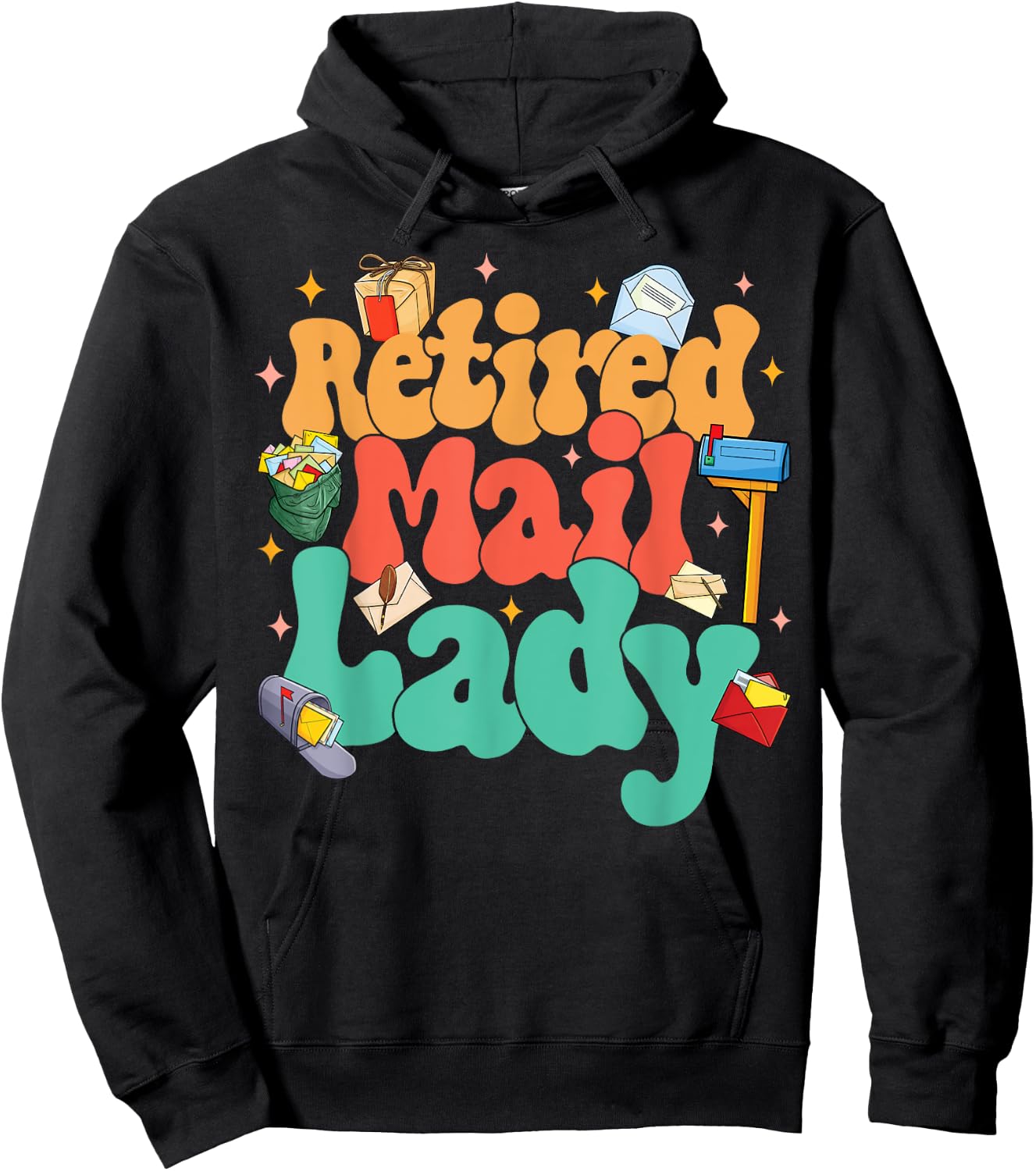 Retired Postal Worker Retirement Party Retired Mail Lady Hoodie - Hoodie | Black