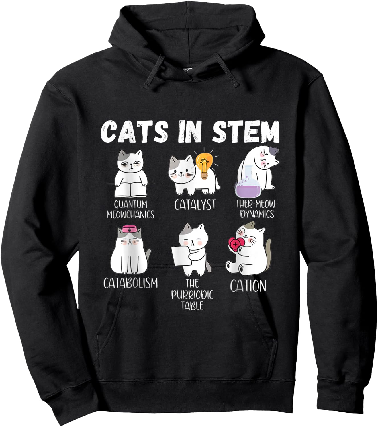 Funny Science Meme Cats In Stem Scientist Nerd Cat Lover Men Women Hoodie - Hoodie | Black