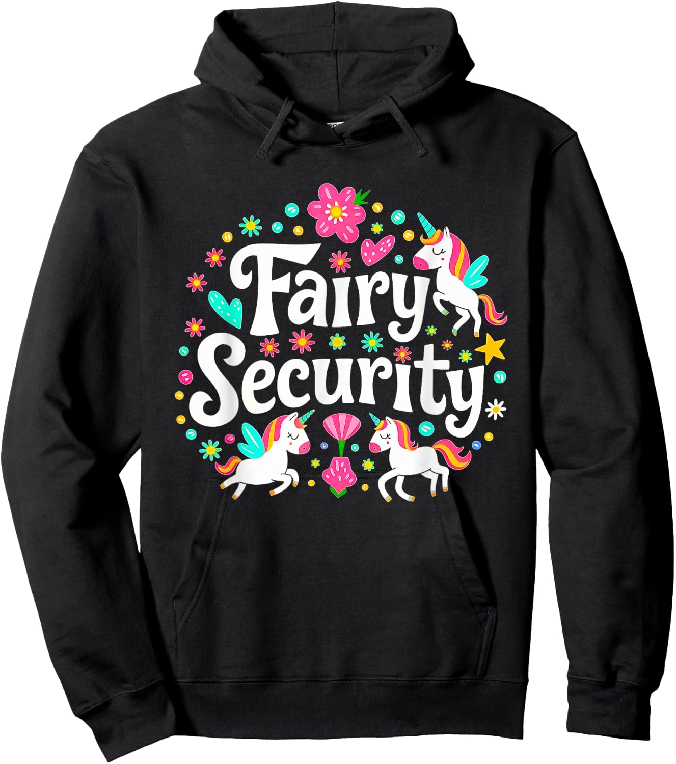 Fairy Security Unicorn Halloween Costume Adult Mom Dad Hoodie - Hoodie | Black