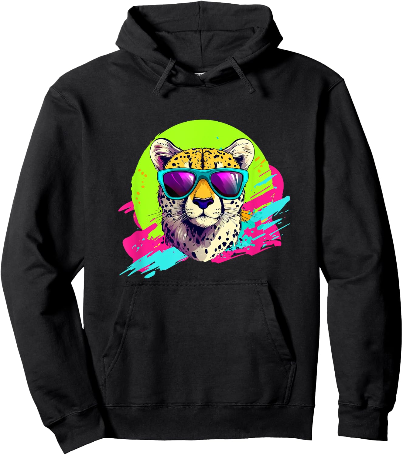 Funny Retro Vintage 80s & Cheetah Lover Hoodie - Hoodie | Black