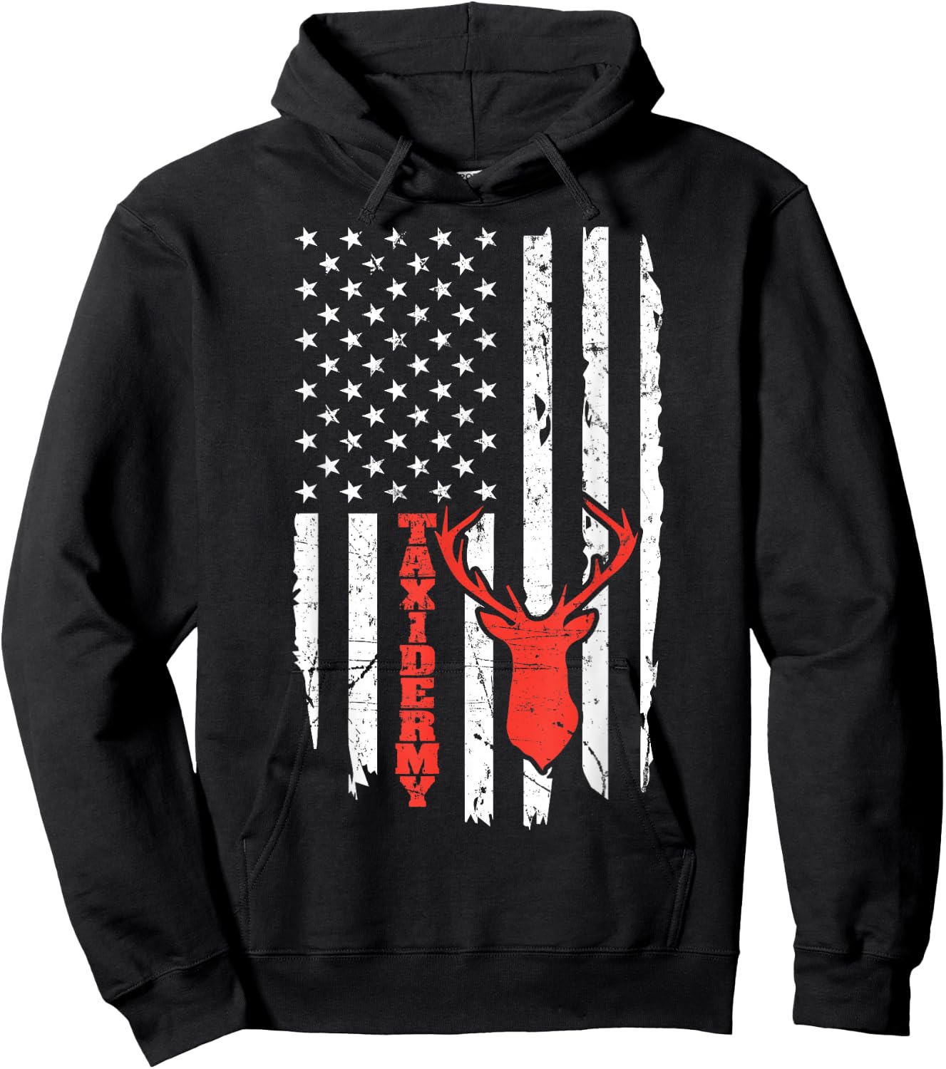 Taxidermy Deer American Flag Kids Men Hoodie - Hoodie | Black