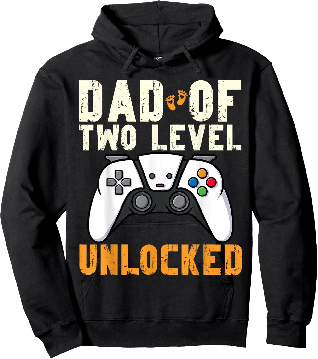 Daddy Again Leveled Up To Dad of 2 Gamer Dad Level Unlocked Hoodie - Hoodie | Black