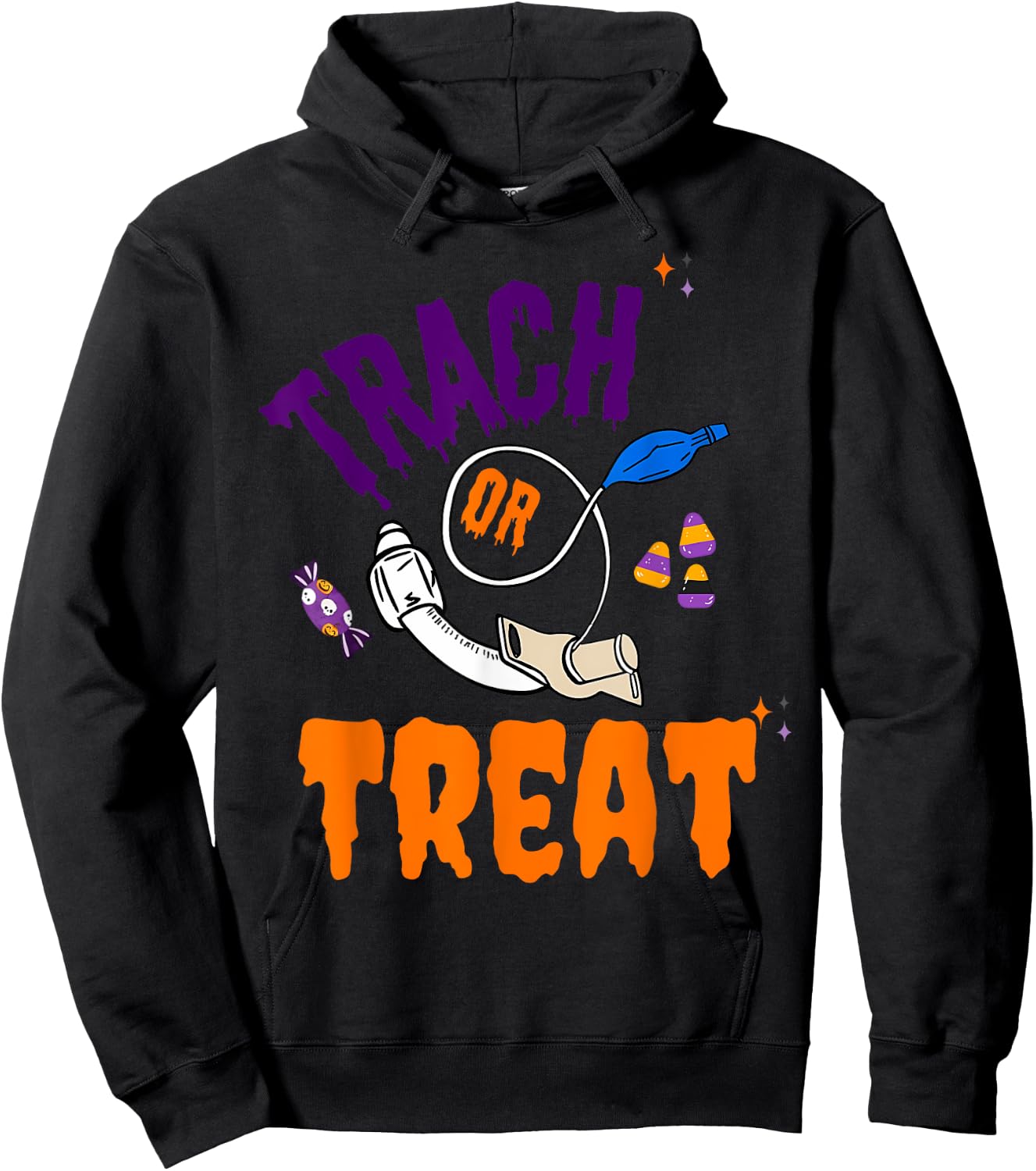 Trach Or Treat Respiratory Therapist ICU RN Nurse Halloween Hoodie - Hoodie | Black