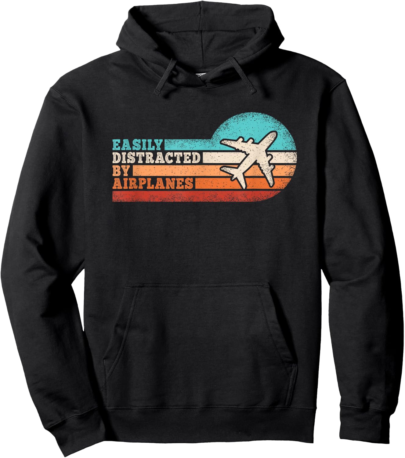 Easily Distracted by Airplanes Funny Pilot Aviation Men Hoodie - Hoodie | Black