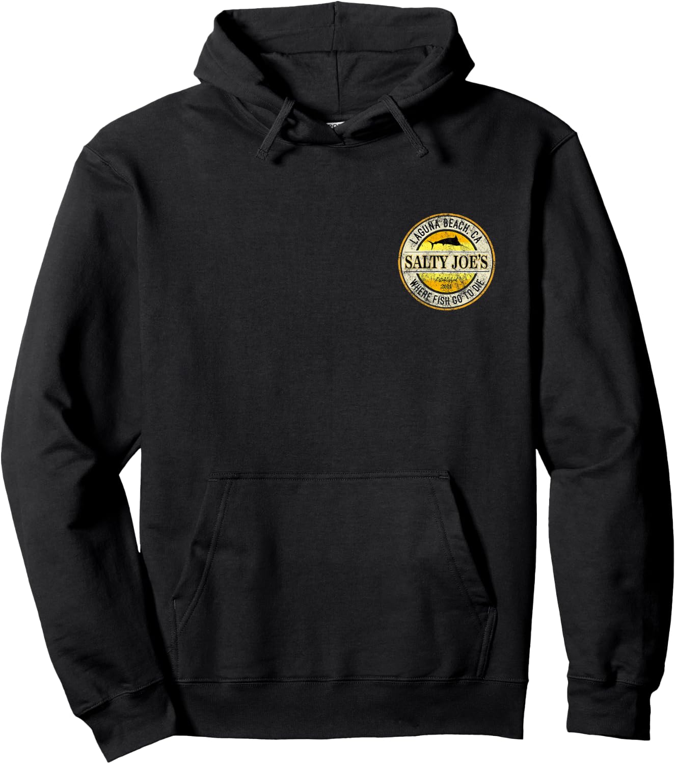 Salty Joe's Vintage Fishing Logo Graphic Hoodie - Hoodie | Black