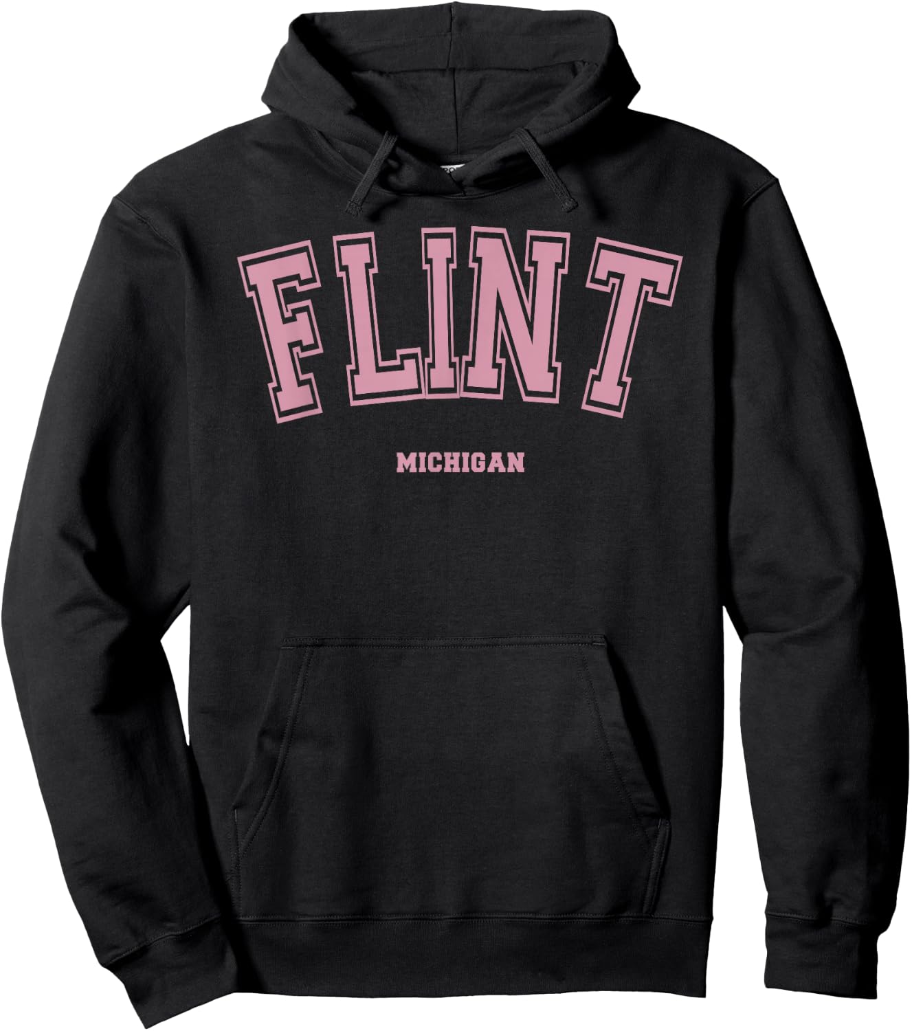 Pink Flint Michigan MI Varsity Style on Flint Hoodie - Hoodie | Black