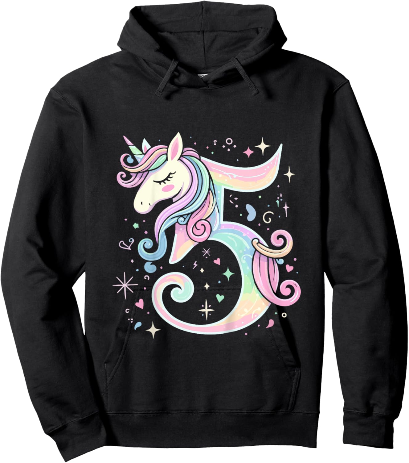 5th Birthday Party Unicorn 5 Years Old Unicorns Hoodie - Hoodie | Black