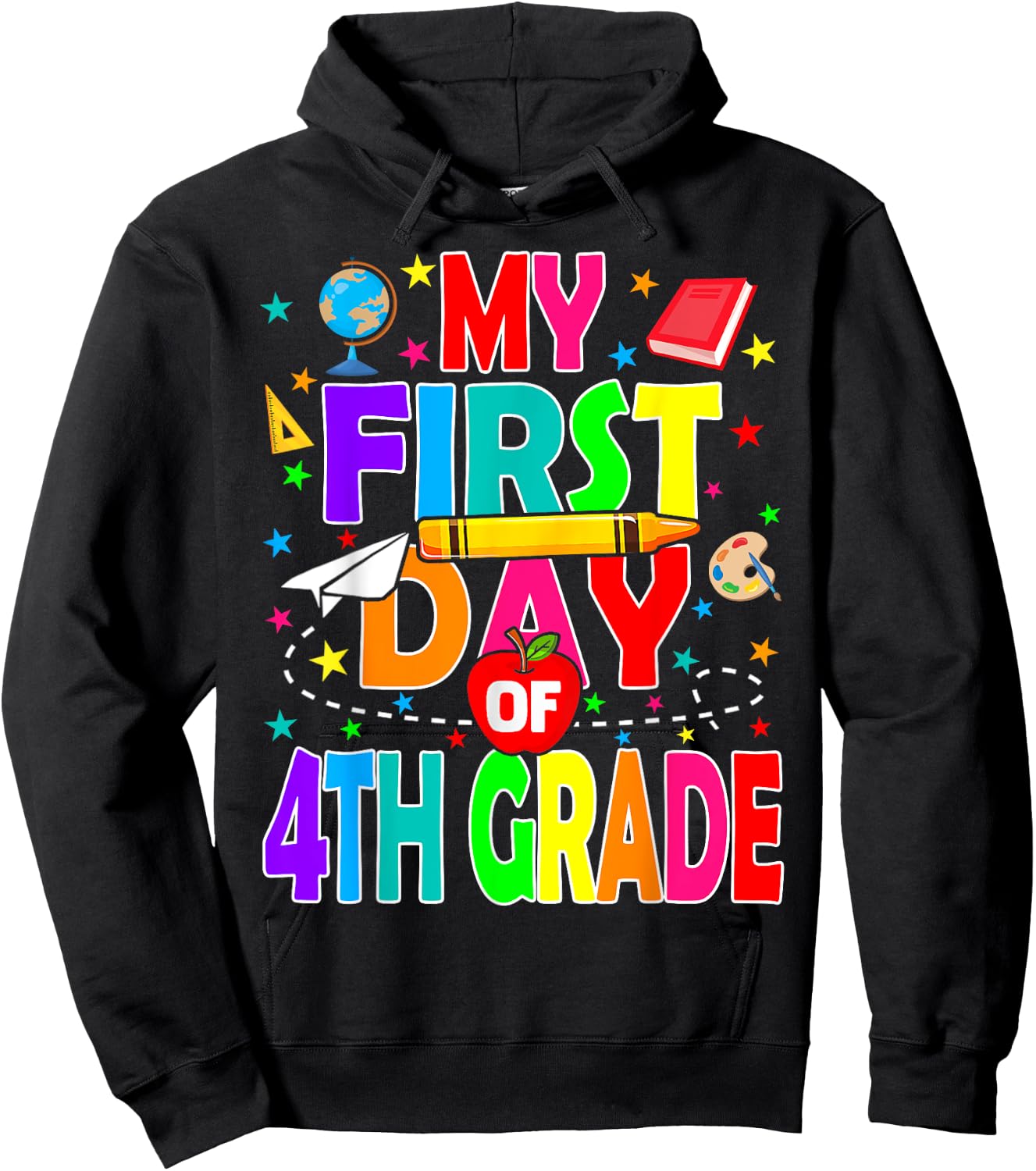 My First Day of 4th Grade Back to School Boys Kids Hoodie - Hoodie | Black