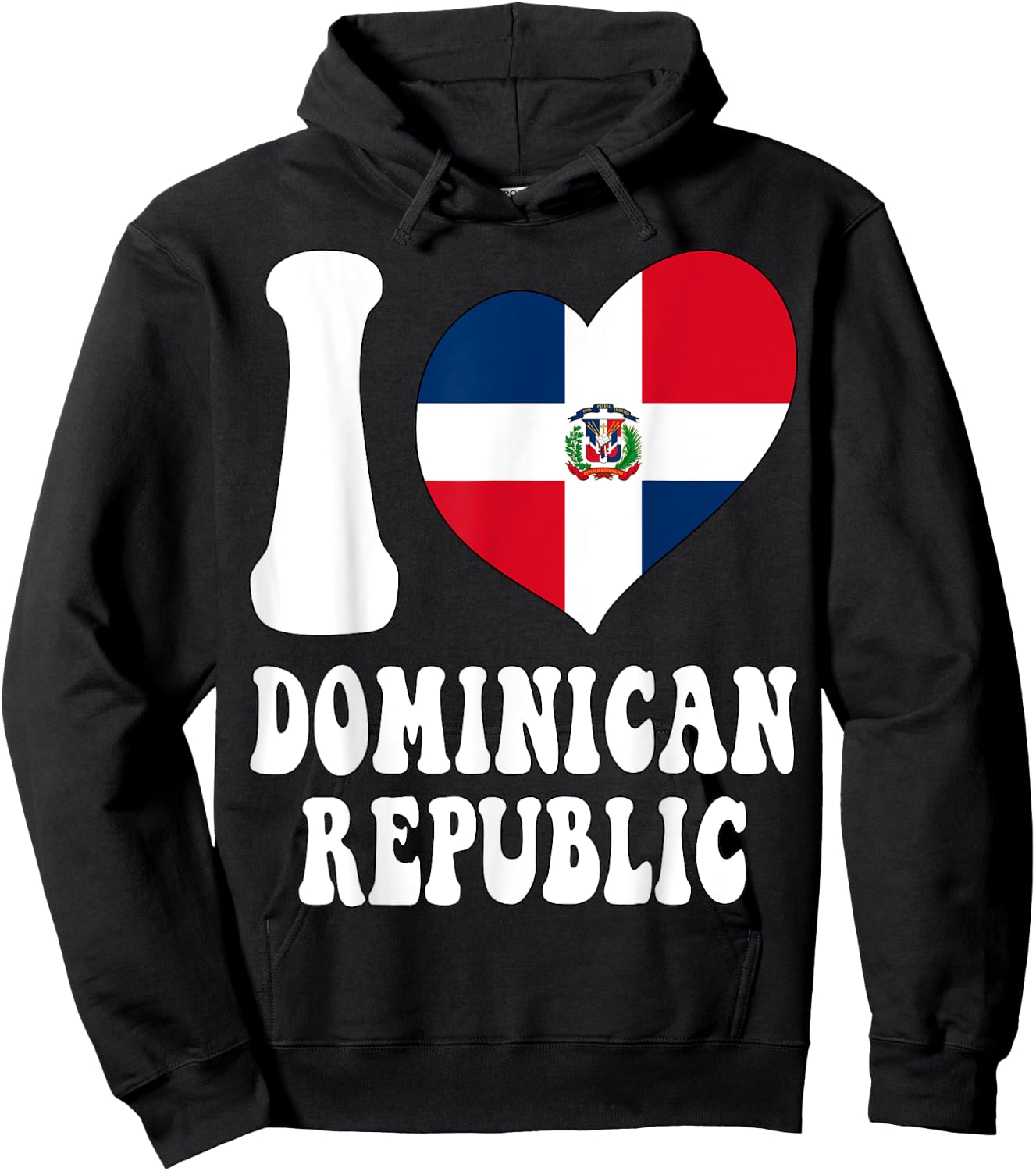 I Love Santo Domingo I Love Dominican Republic Flag Heart Hoodie - Hoodie | Black