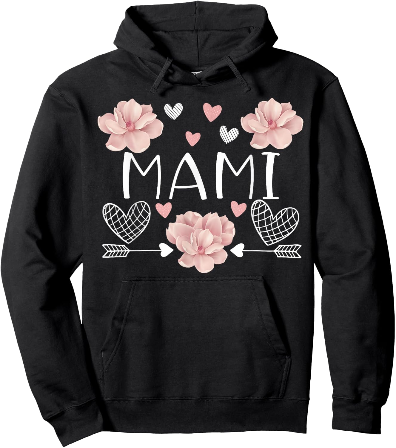 Mami shirt Pink Flowers Mother's Day Mami Hoodie - Hoodie | Black
