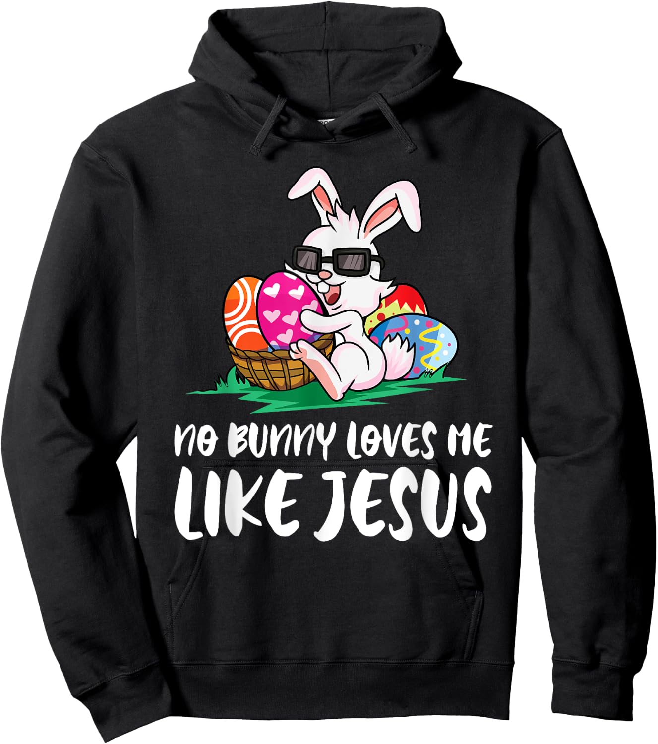 No Bunny Loves Me Like Jesus Easter Egg Bunny Cute Hoodie - Hoodie | Black