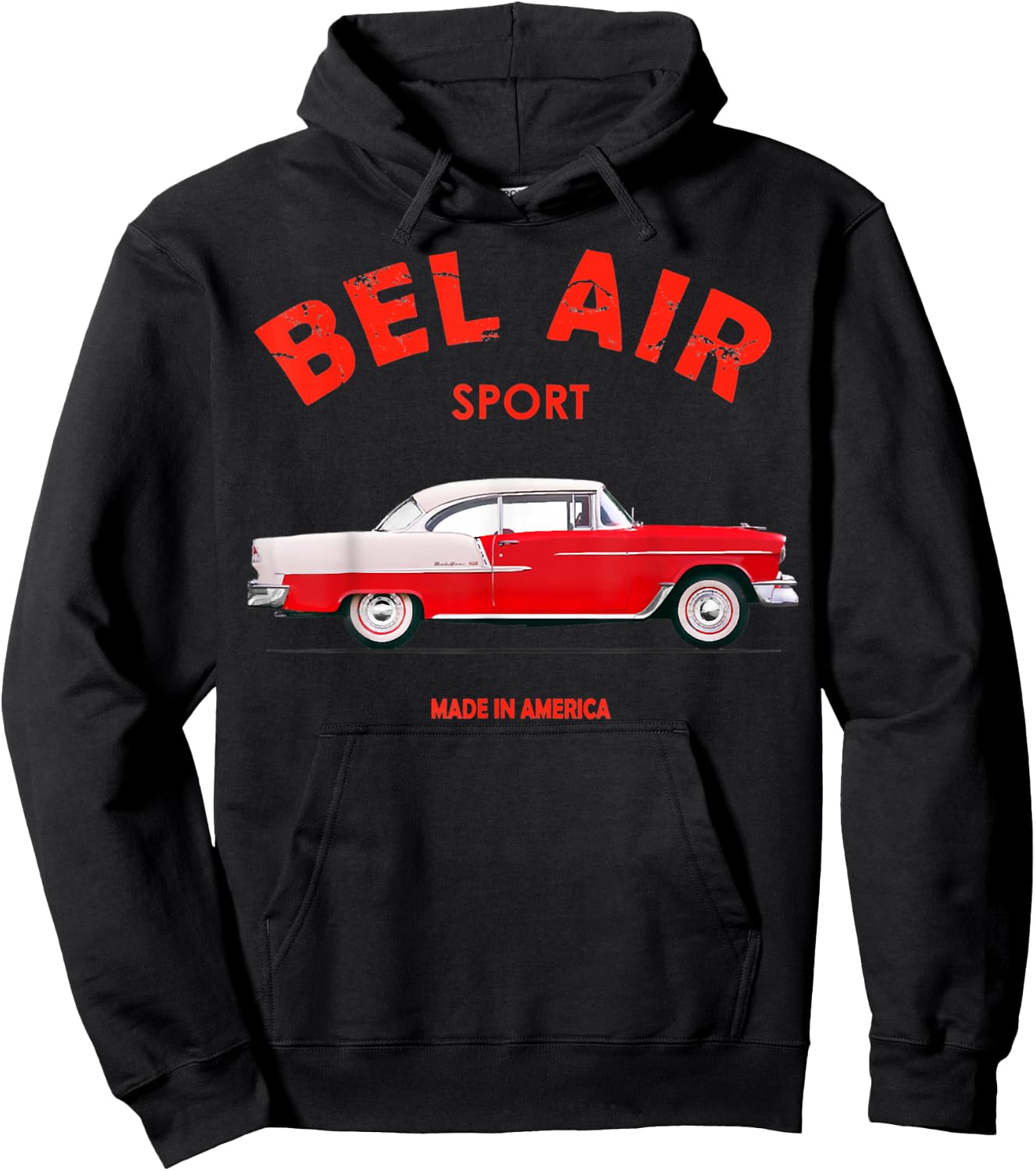 1955 55 Chevys Bel Air Sport Classic Vintage Muscle Car Hoodie - Hoodie | Black