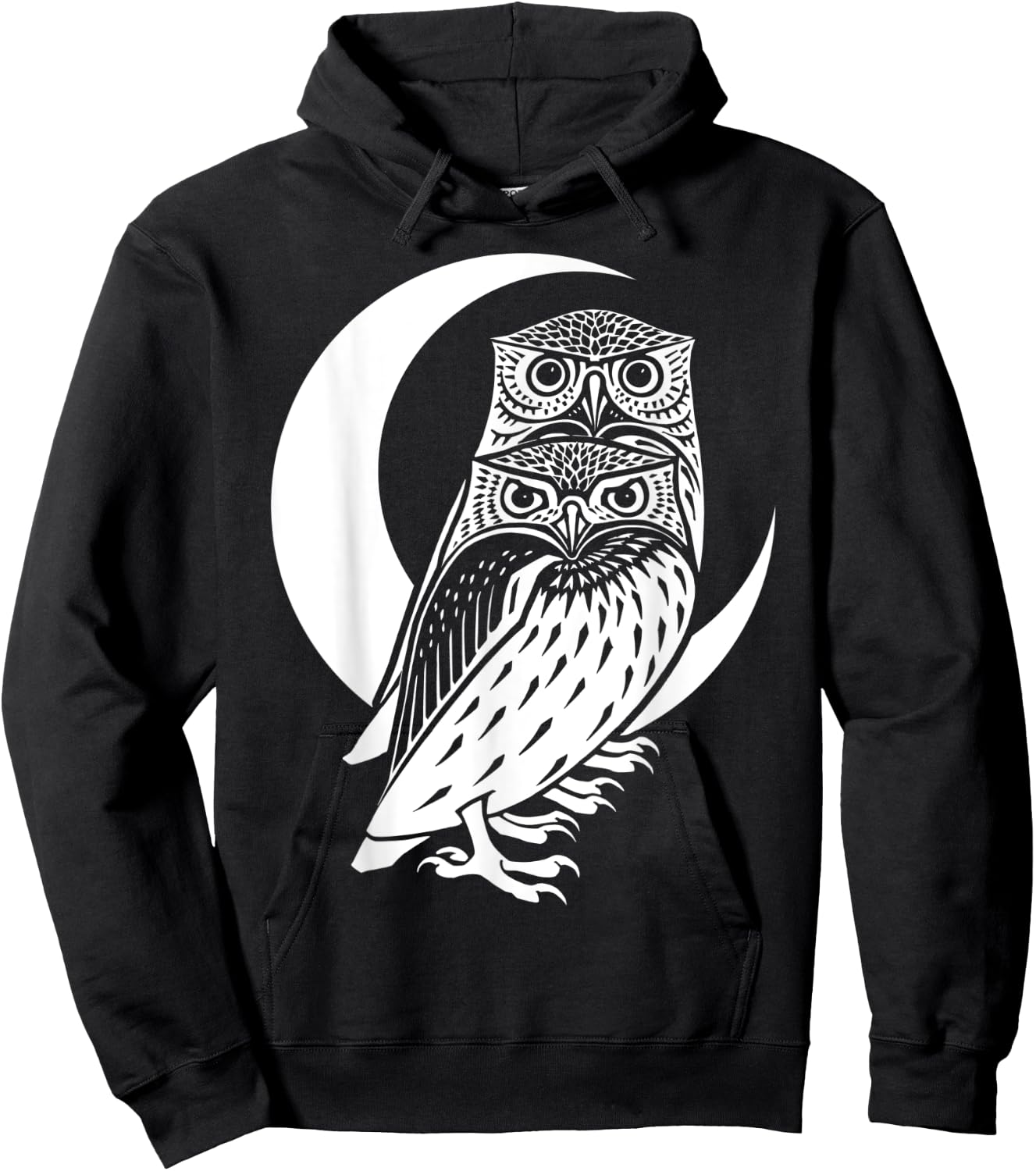 Witchy Wiccan Goth Owls And Halloween Crescent Moon Hoodie - Hoodie | Black