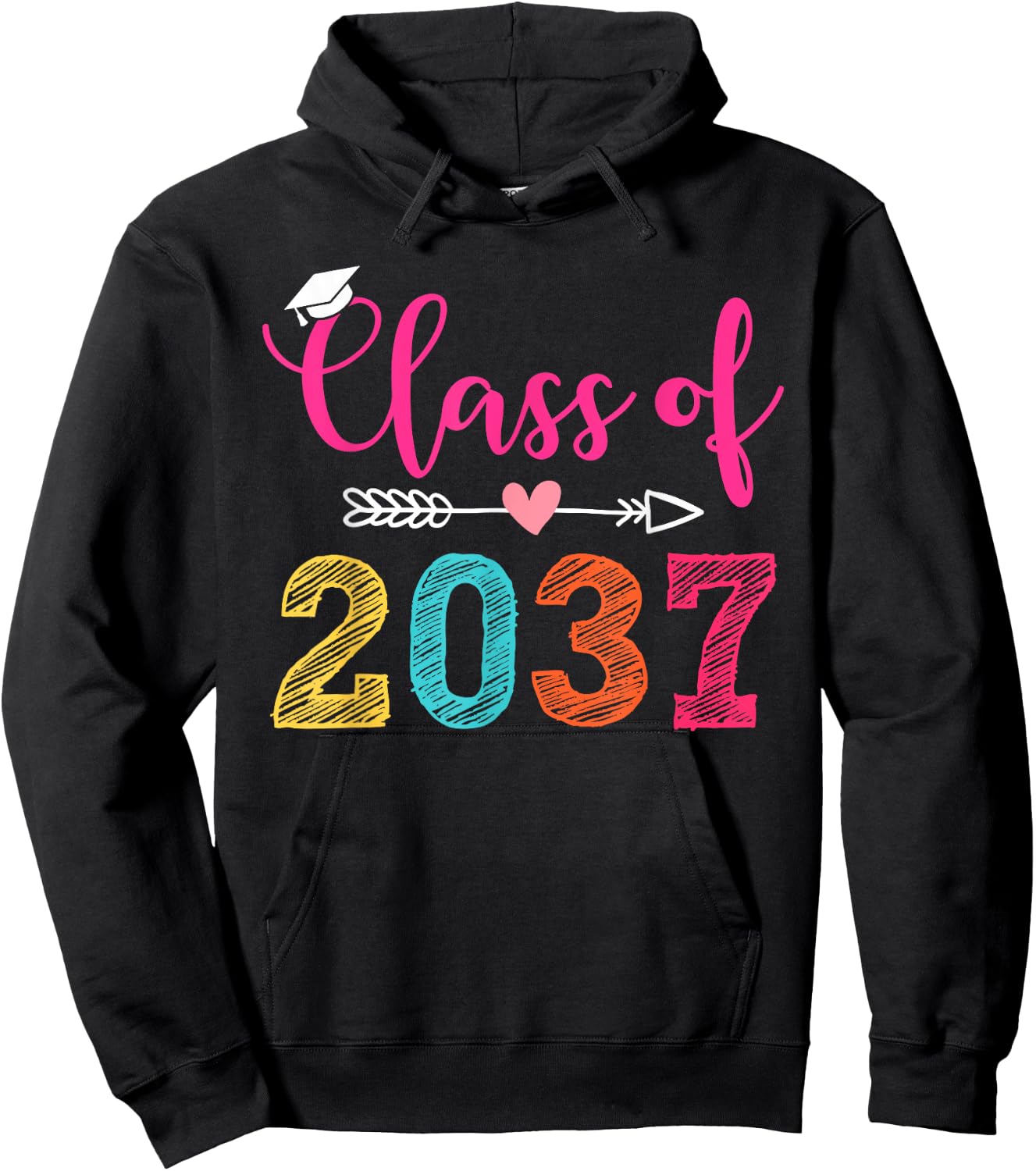 Class Of 2037 Pre K Grow With Me Graduation Boys Girls Hoodie - Hoodie | Black