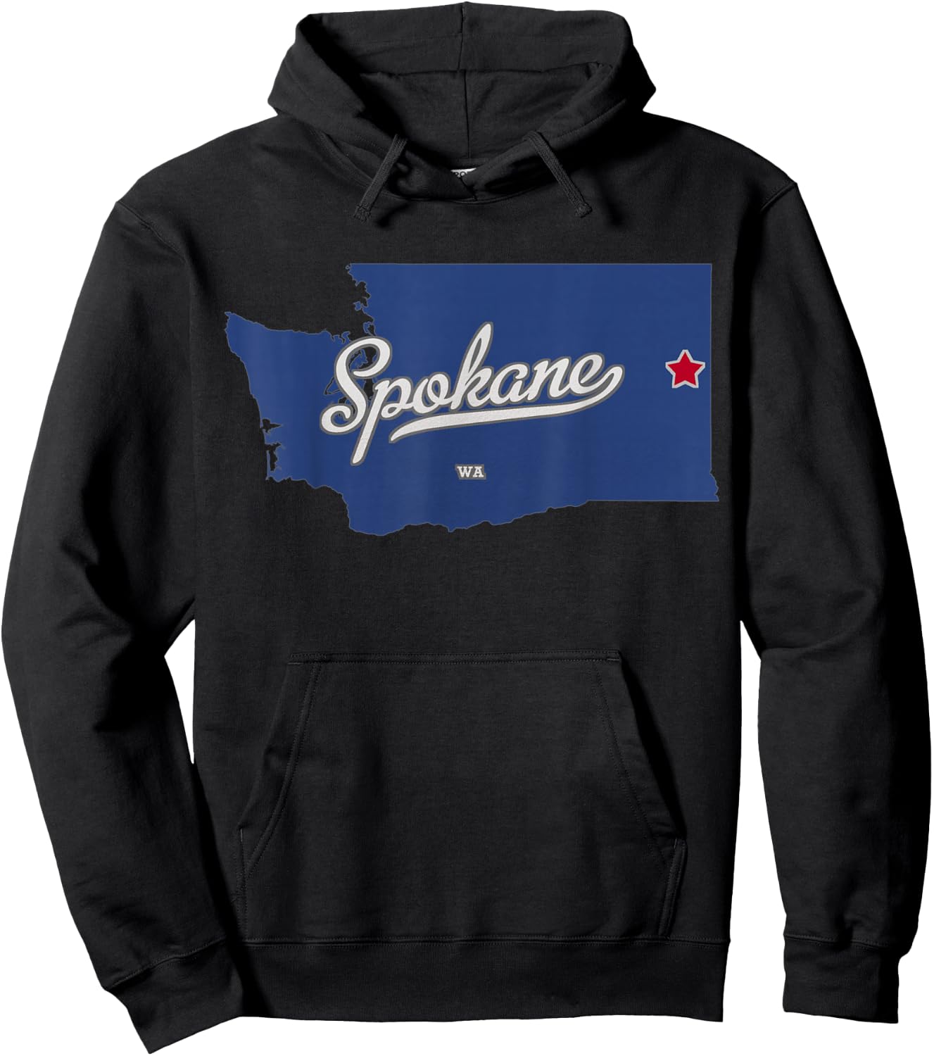 Spokane Washington WA Map Hoodie - Hoodie | Black