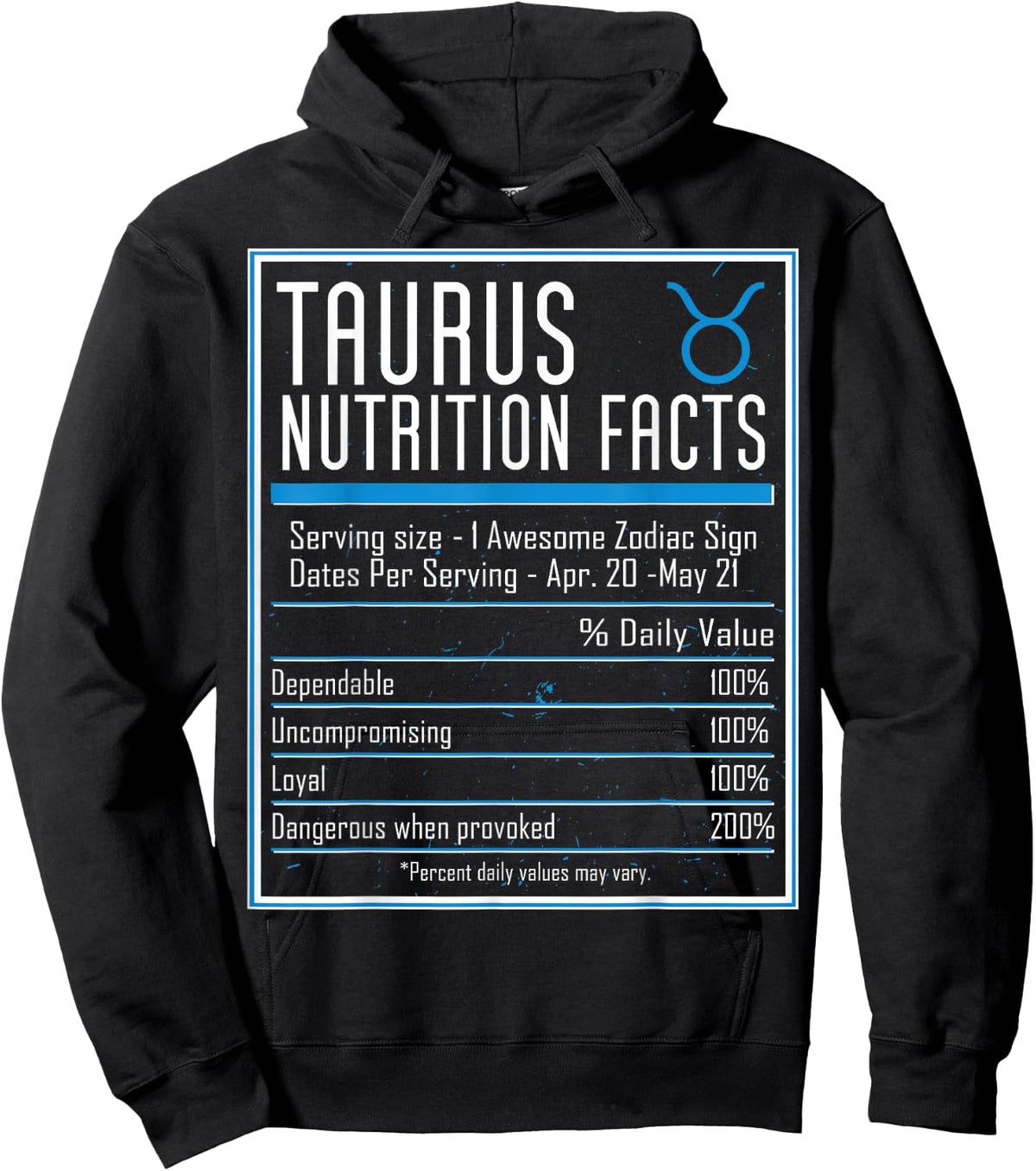 Taurus Nutrition Facts Zodiac Astrology Horoscope Birthday Hoodie - Hoodie | Black