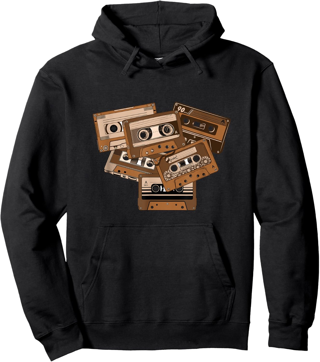 Brown Tape Cassettes Classic Old School Brown Color Graphic Hoodie - Hoodie | Black