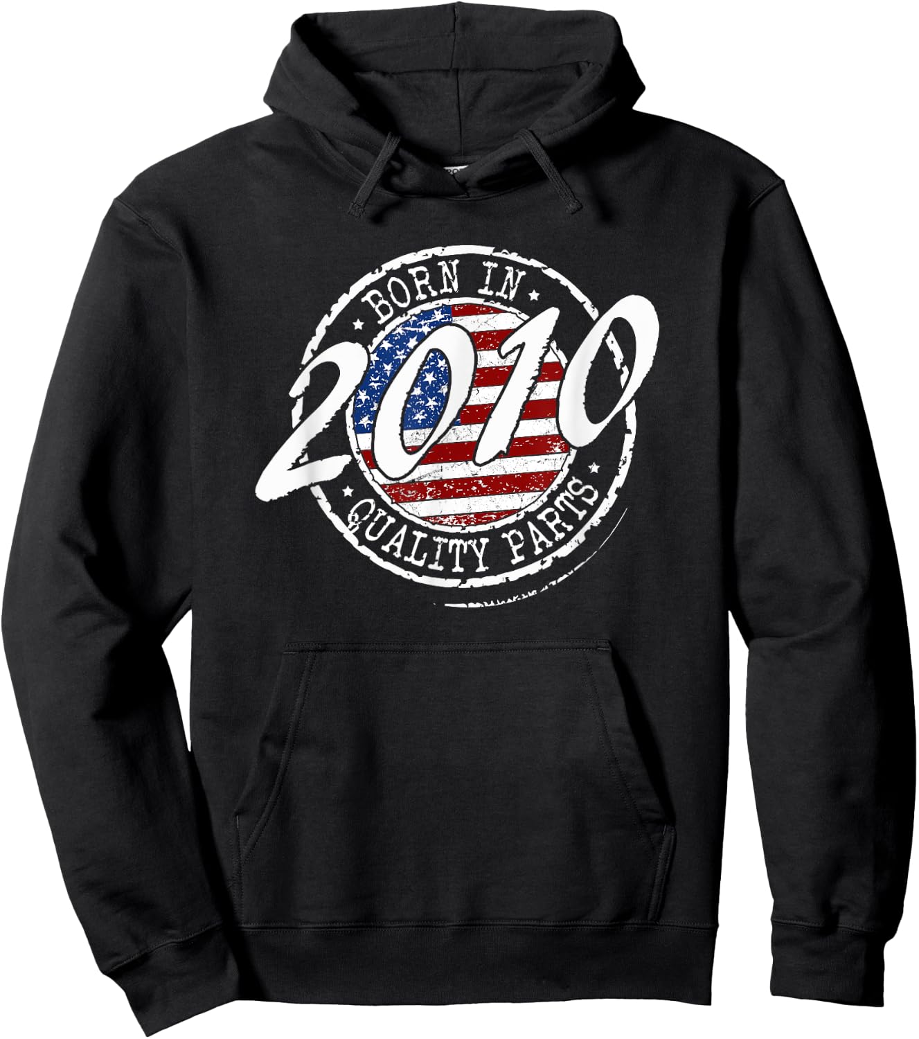 Born In 2010 Birthday, Vintage Flag Born In 2010 Birthday Hoodie - Hoodie | Black