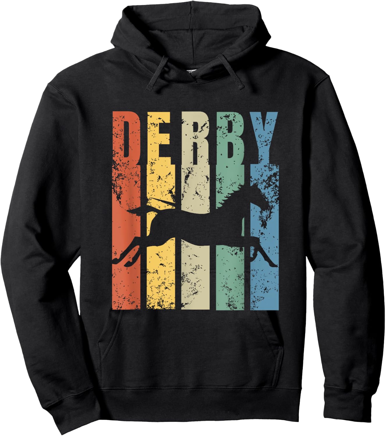 Derby Shirt Featuring Horse - Vintage Style Derby Hoodie - Hoodie | Black