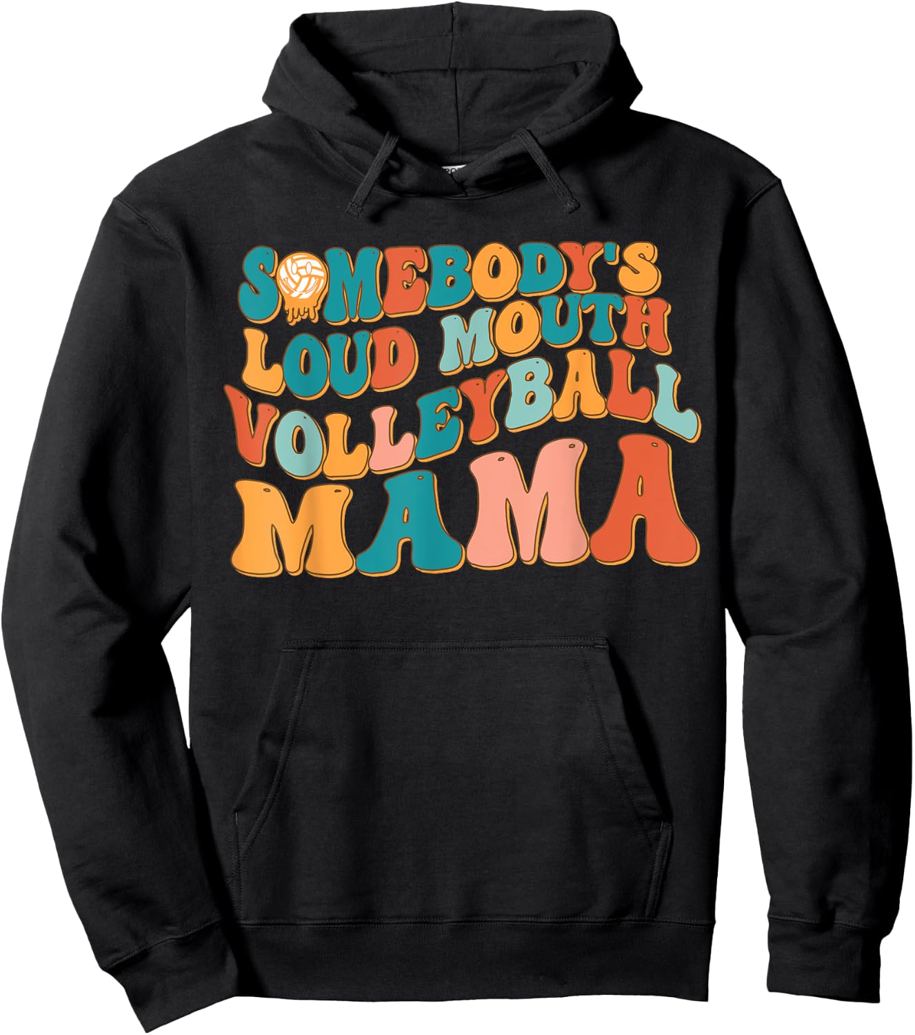 Funny Somebody's Loud Mouth Volleyball Mama Melting Smile Hoodie - Hoodie | Black