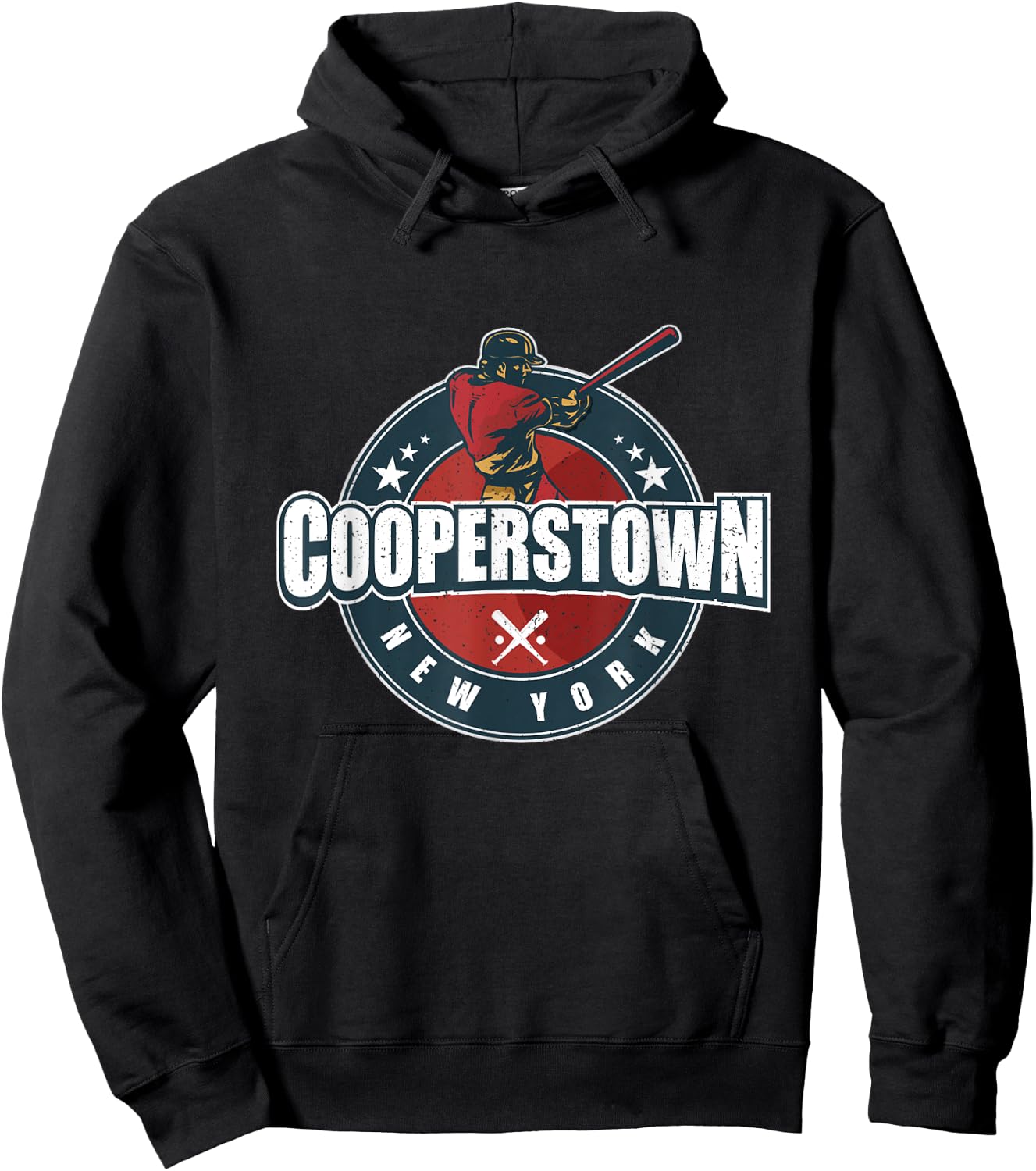 Vintage Baseball Badge Cooperstown New York Travel Souvenir Hoodie - Hoodie | Black