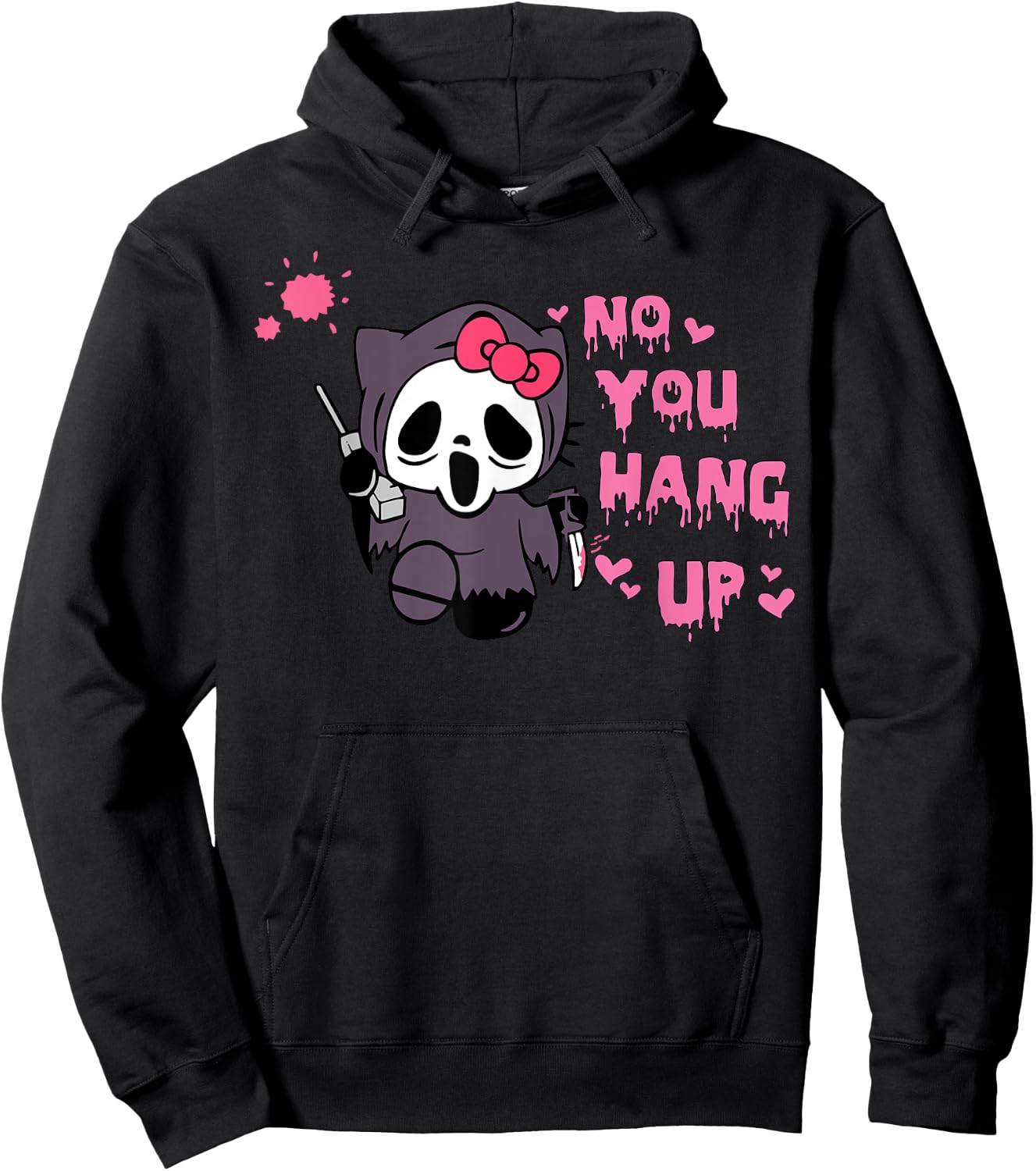No You Hang Up Cats Horror Skeleton Hoodie - Hoodie | Black