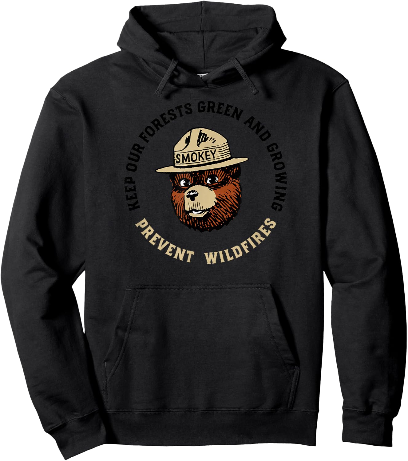 Smokey Bear Keep Our Forests Green & Growing! Vintage Hoodie - Hoodie | Black