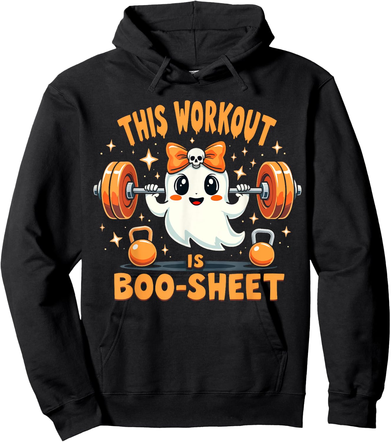 This Workout Is Boo-Sheet Ghost Funny Halloween Gym Fitness Hoodie - Hoodie | Black